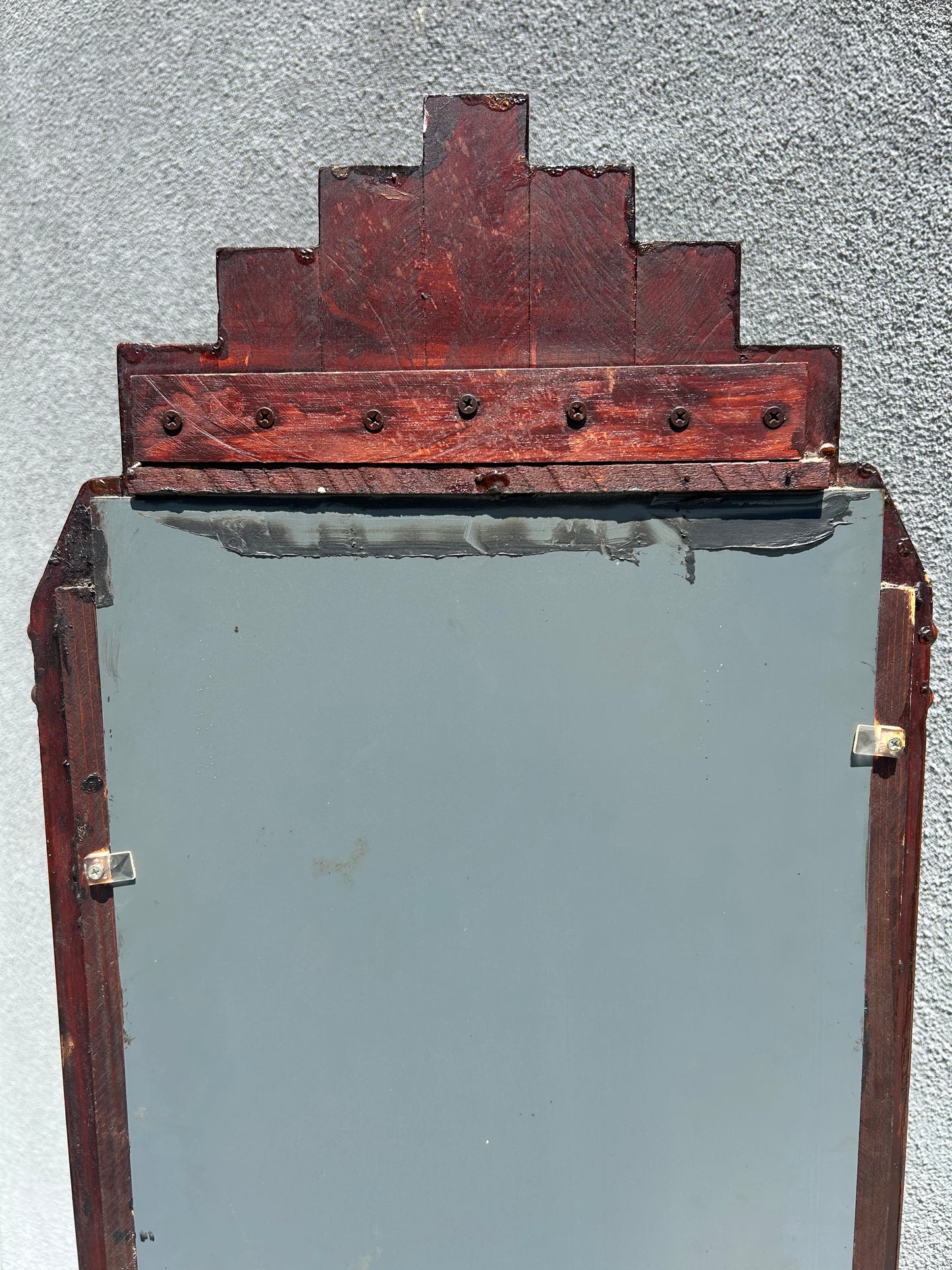 Antique Art Deco Brutalist Standing Mirror, Circa 1920s