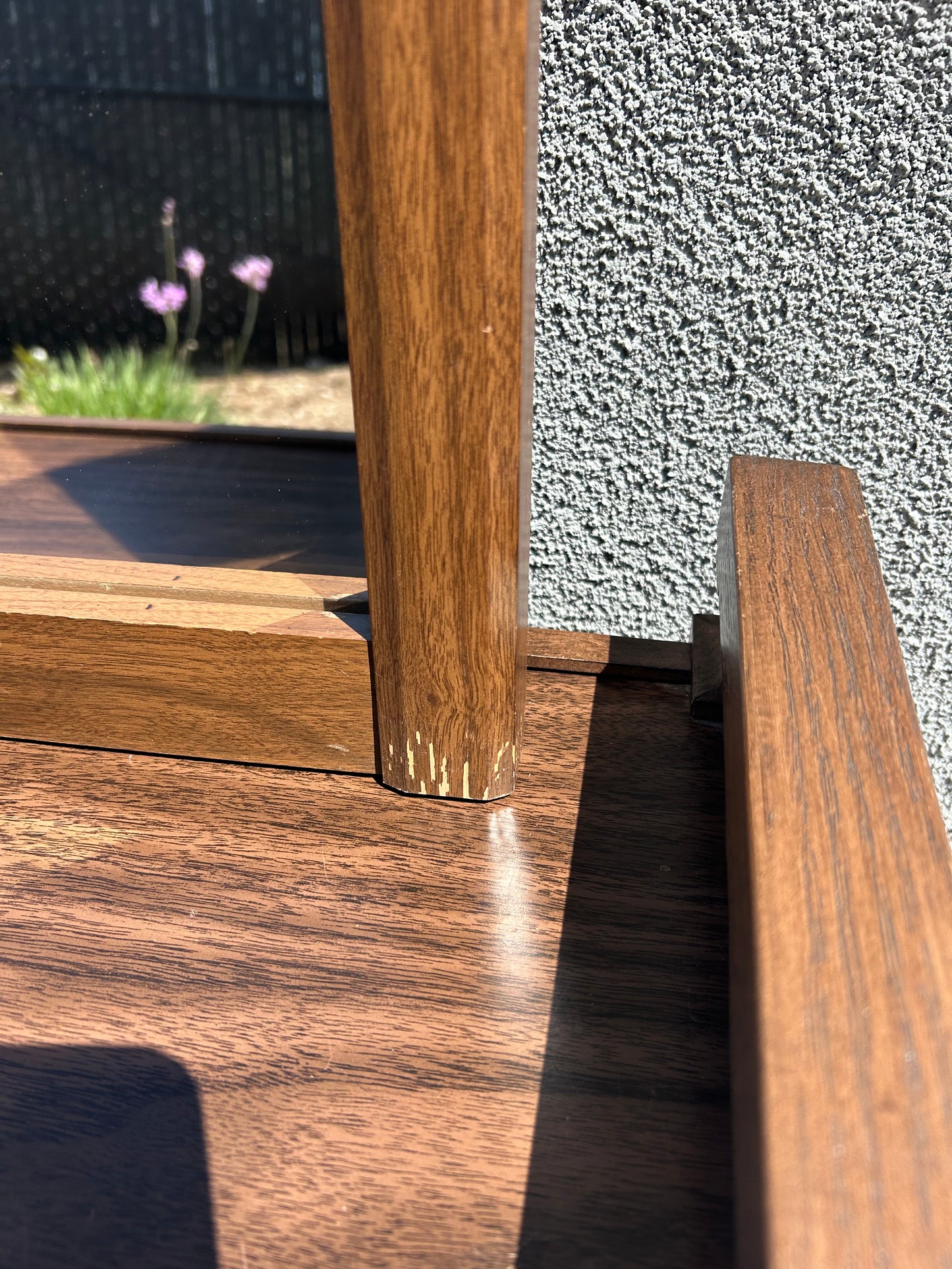 MCM Walnut Vinyl Cart and Mirror Set, Circa 1970s