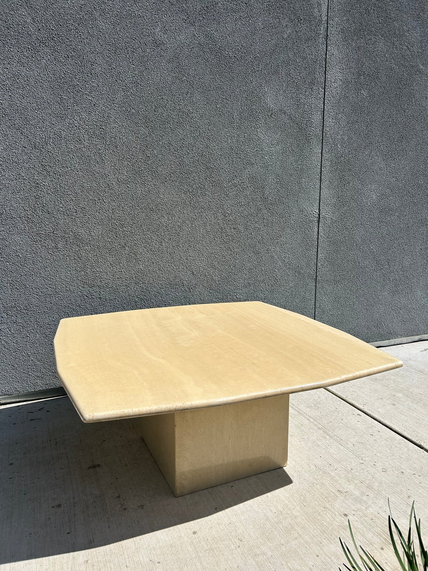 Post Modern Italian Polished Travertine Coffee Table, Circa 1960s