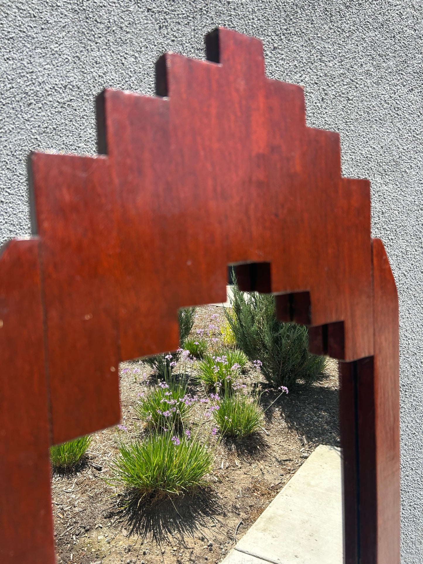 Antique Art Deco Brutalist Standing Mirror, Circa 1920s