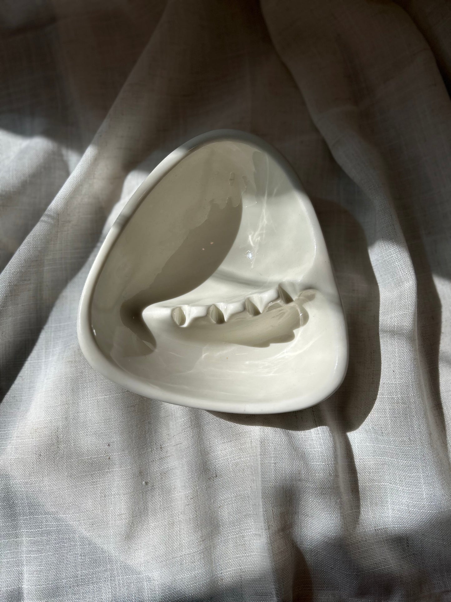 Vintage Mid-Century Atomic Porcelain Triangular Ashtray