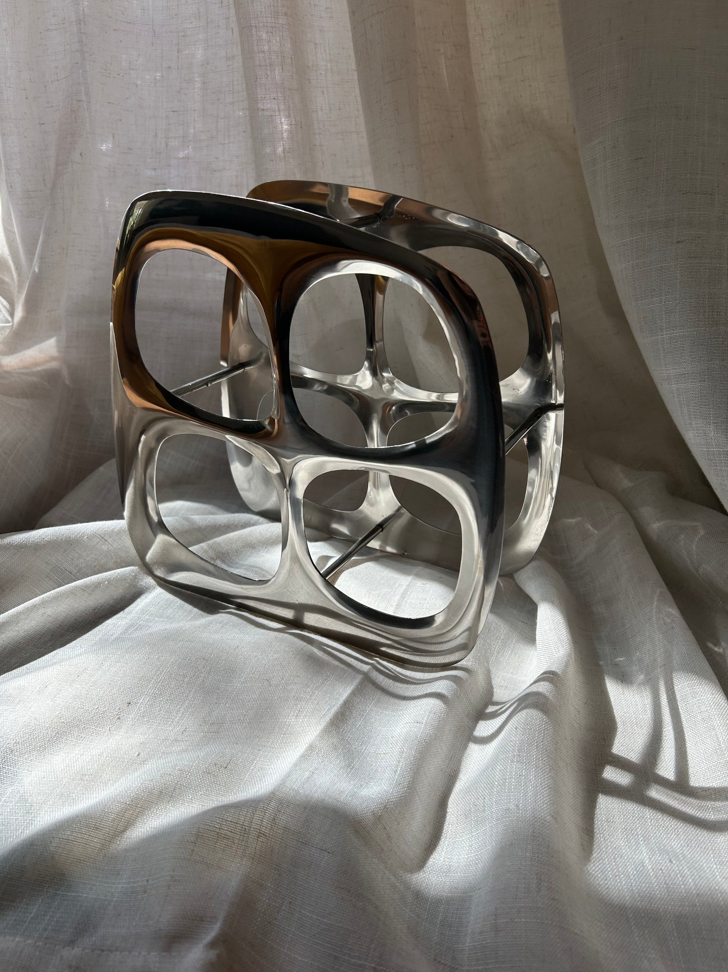 Vintage Chrome Abstract Wine Rack