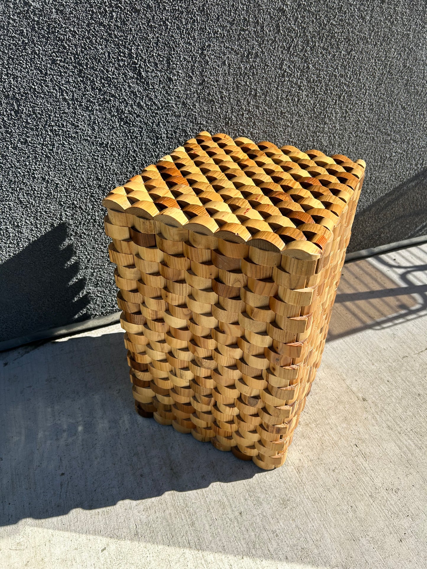 Vintage Modern Recycled Teak Wood Cubic Side Table