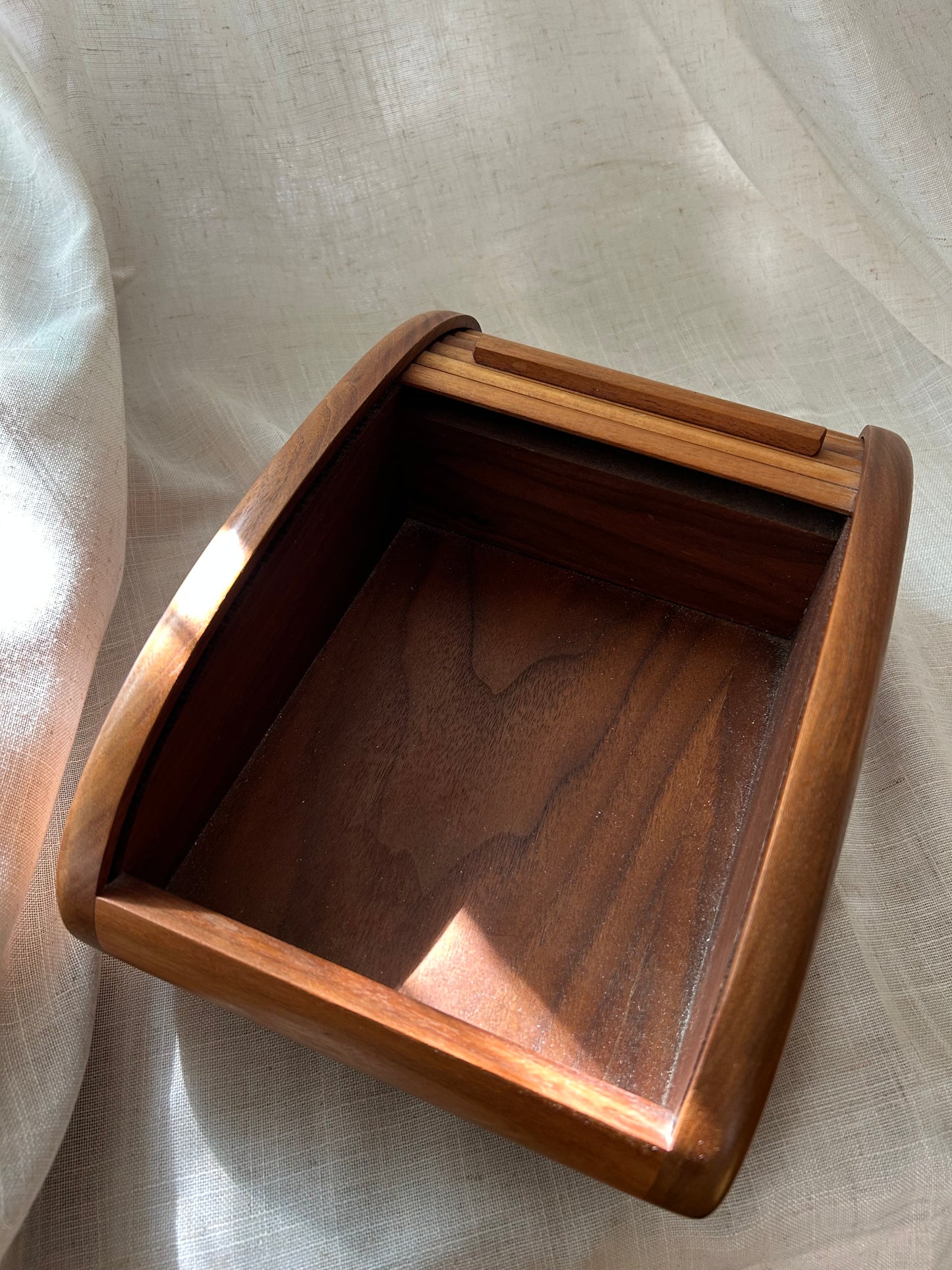 Vintage Teak Tambour Box - MCM Style