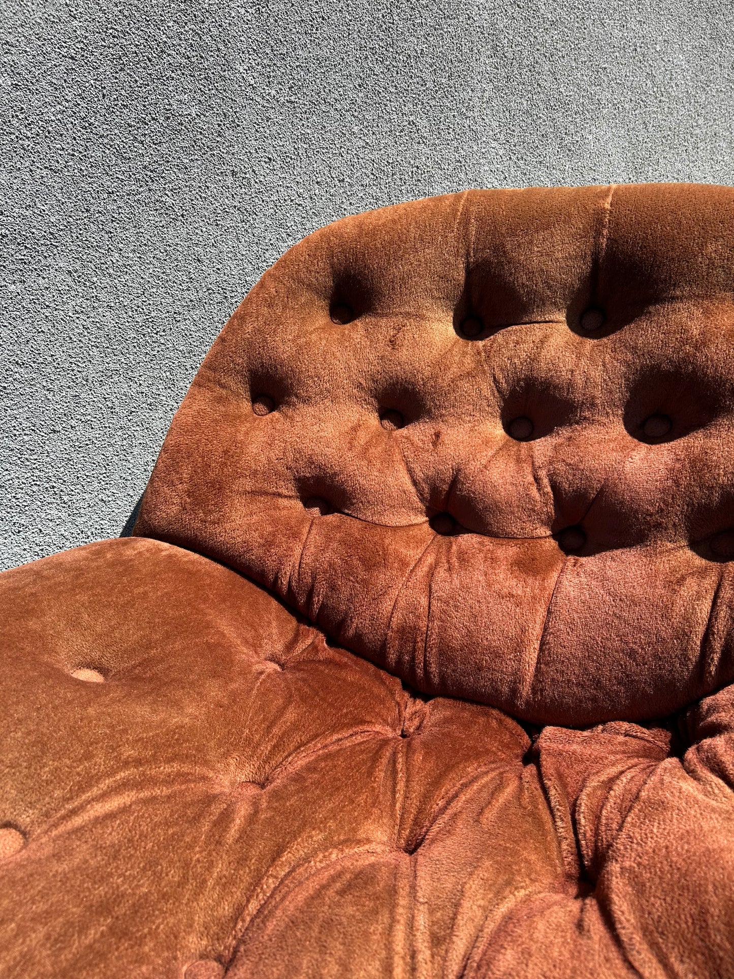 Plush Crush 1970's Lounge Chair and Ottoman, Circa 1970’s