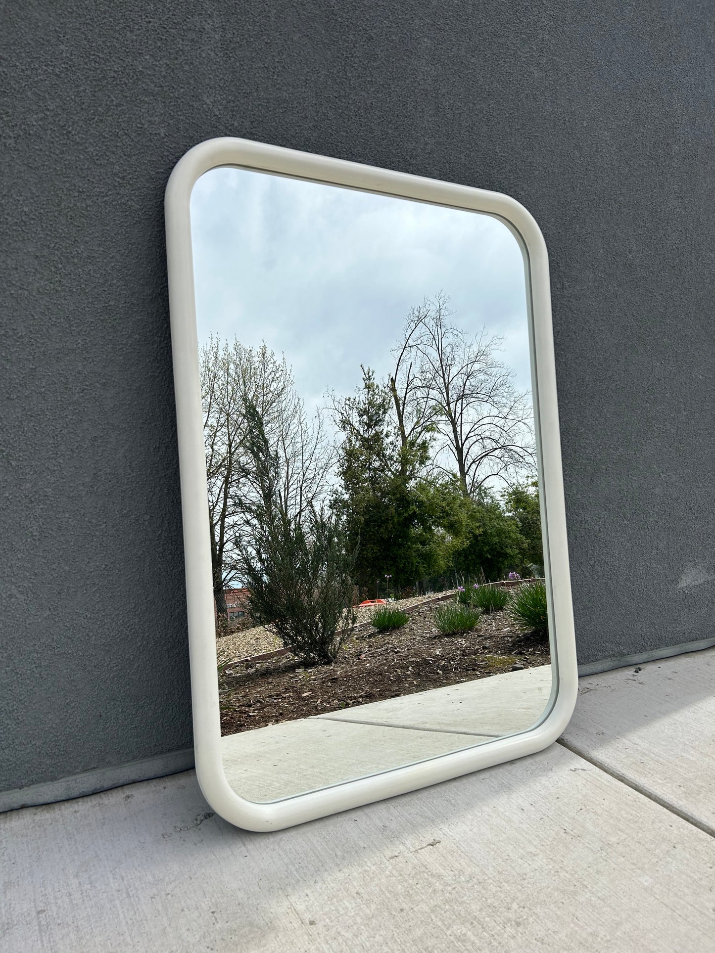 Large Cream Breuner’s Wall Mirror, Circa 1980s