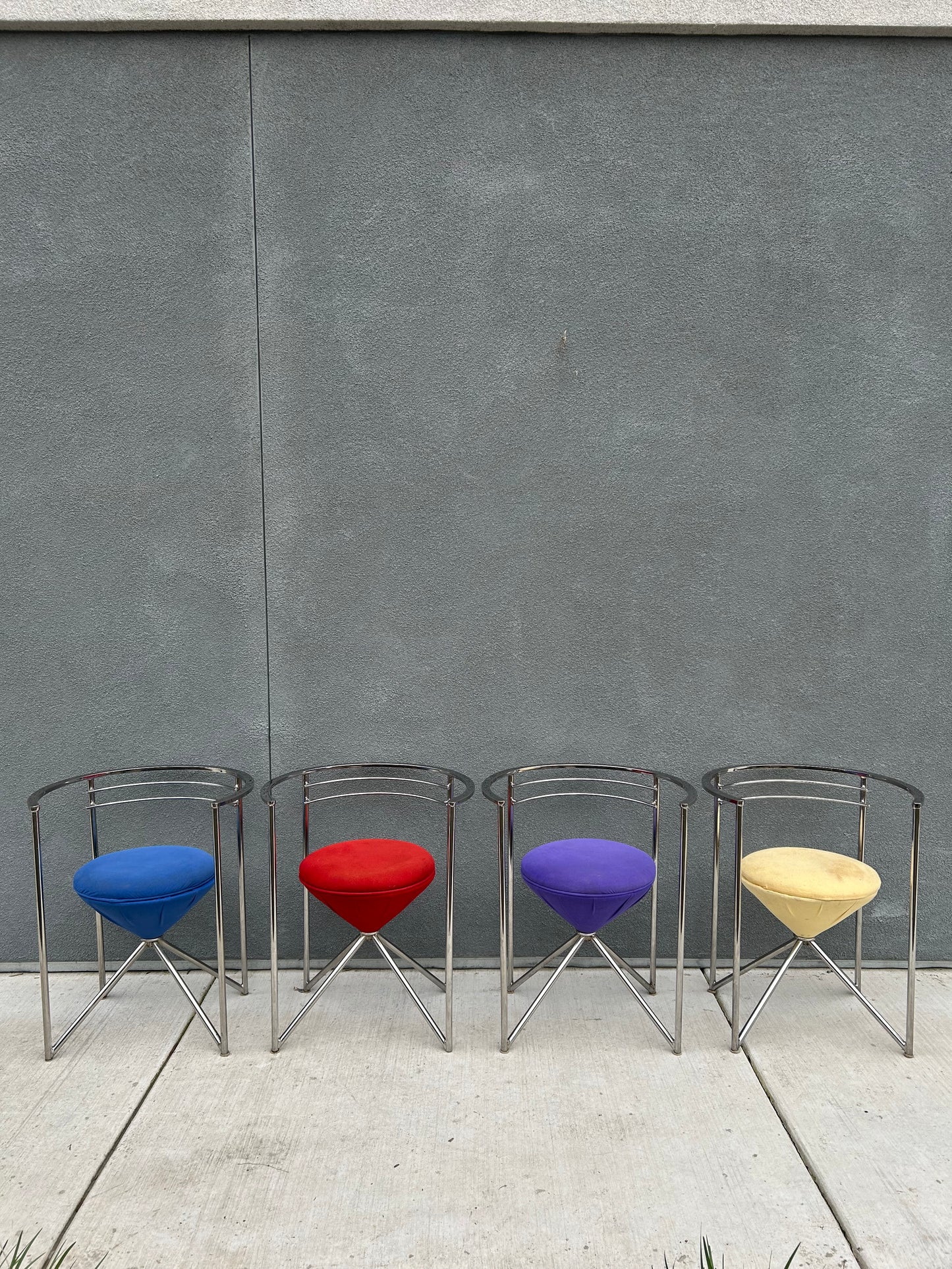 Chrome Post Modern Minson Sculptural Chairs, Set of 4