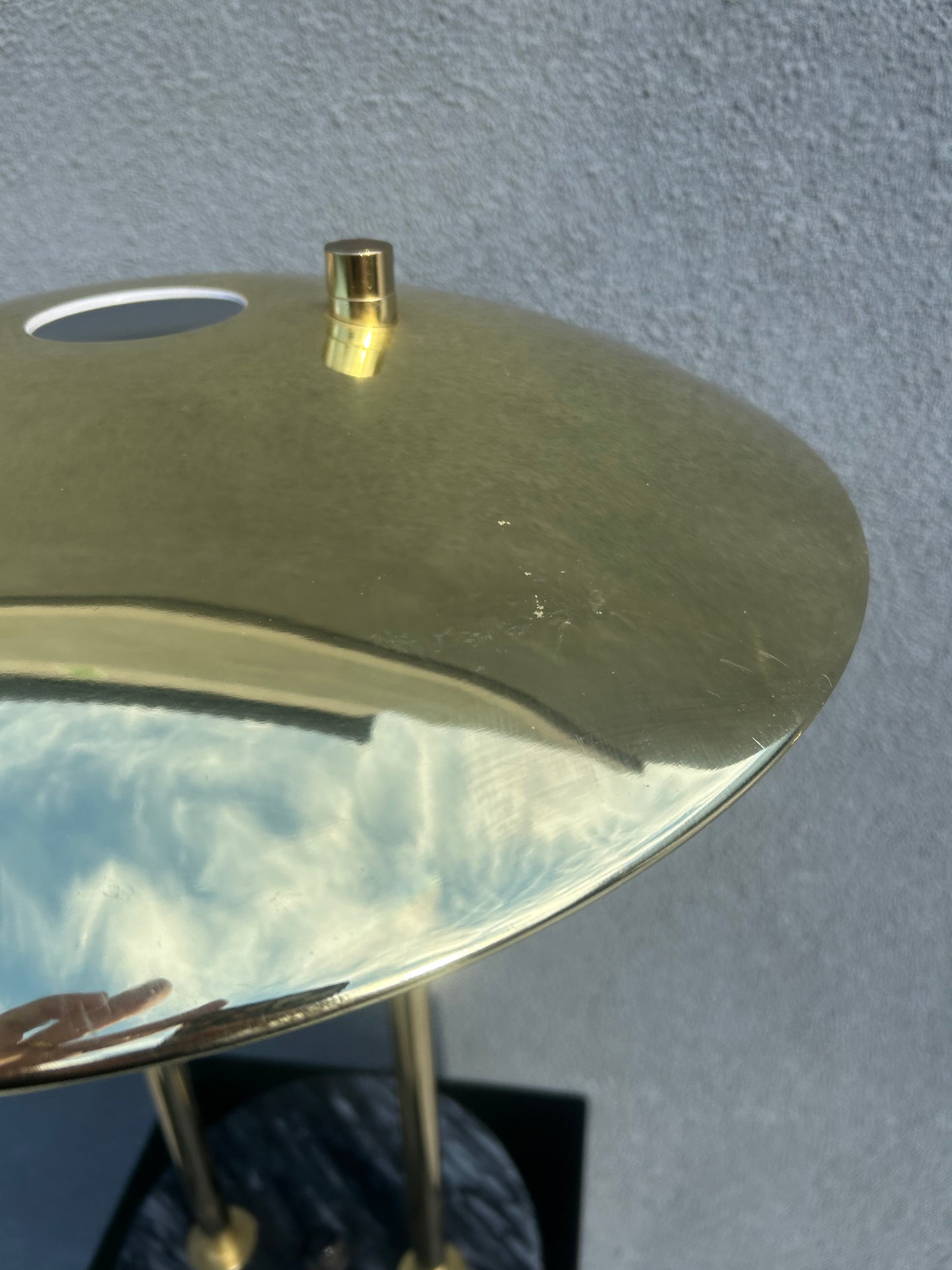 Vintage Post Modern UFO Gold Chrome Marble Base Table Lamp