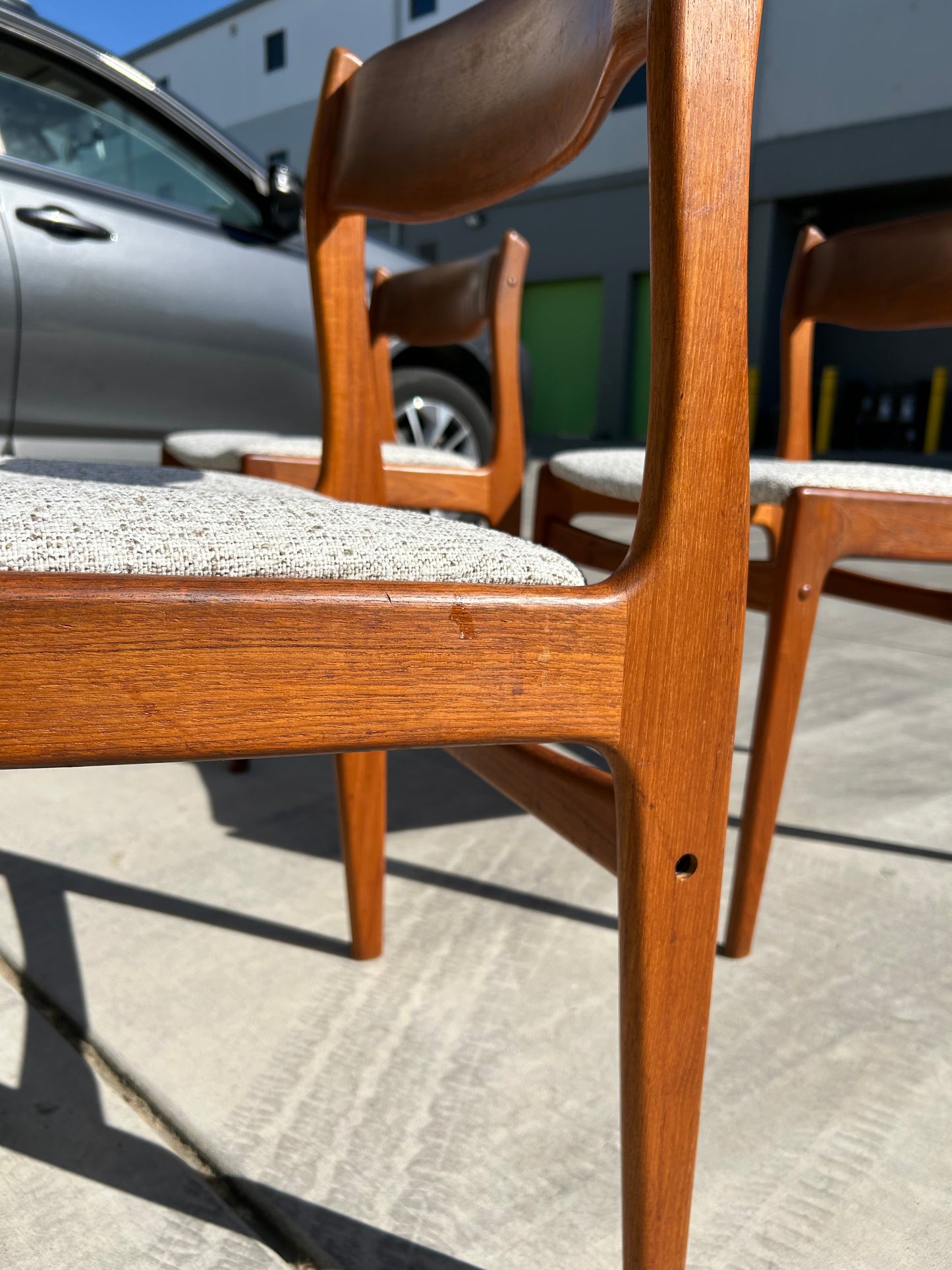 Danish Teak Dining Chairs with New Upholstery, Set of 4