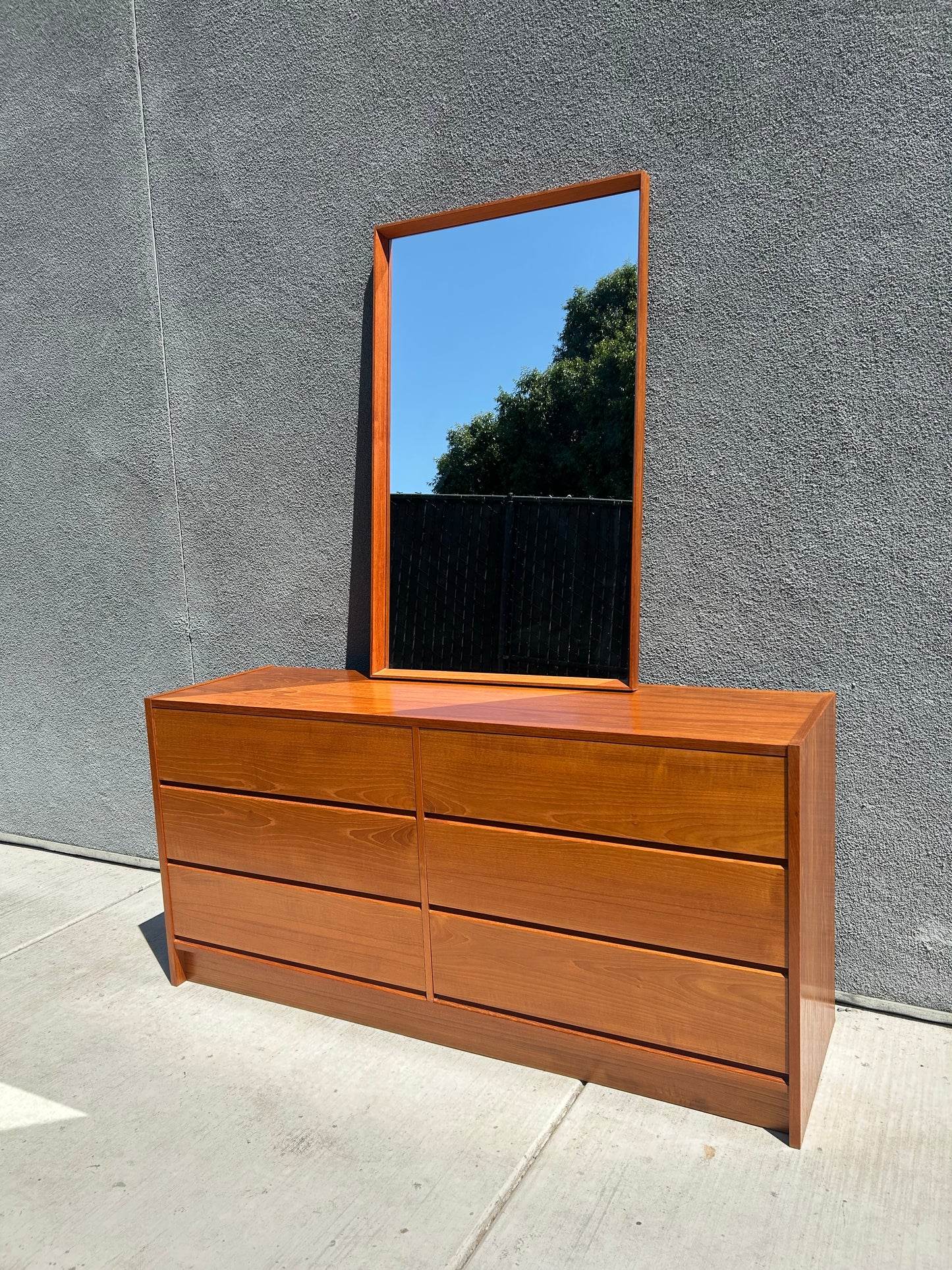 Mid Century Danish Teak Mirror (Dresser Sold), Circa 1970s
