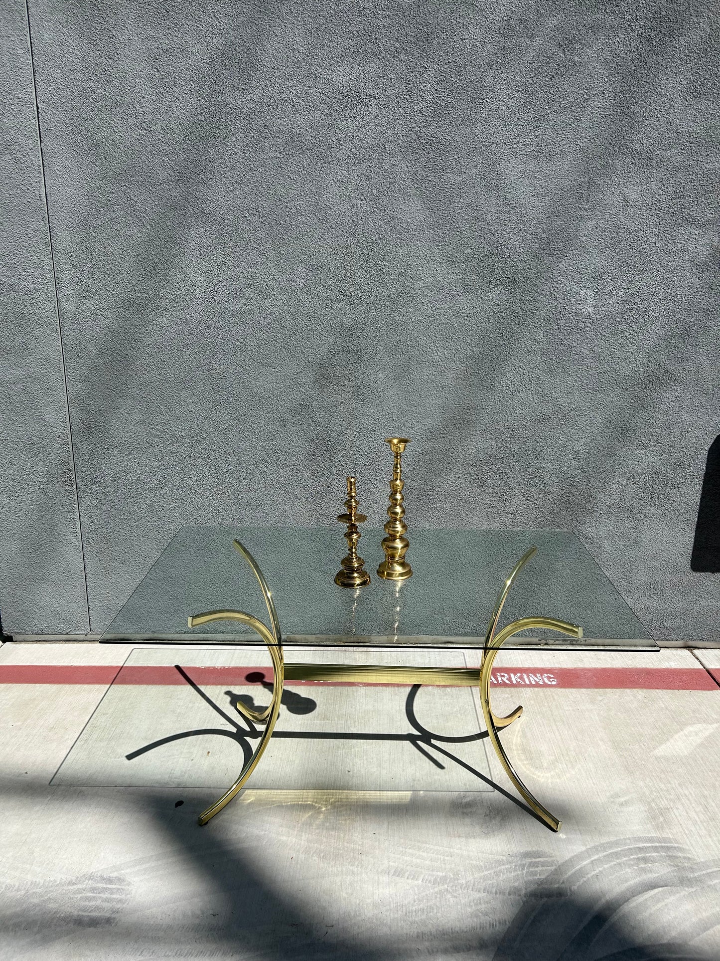 Brass and Glass Dining Table, Italy, Circa 1970s