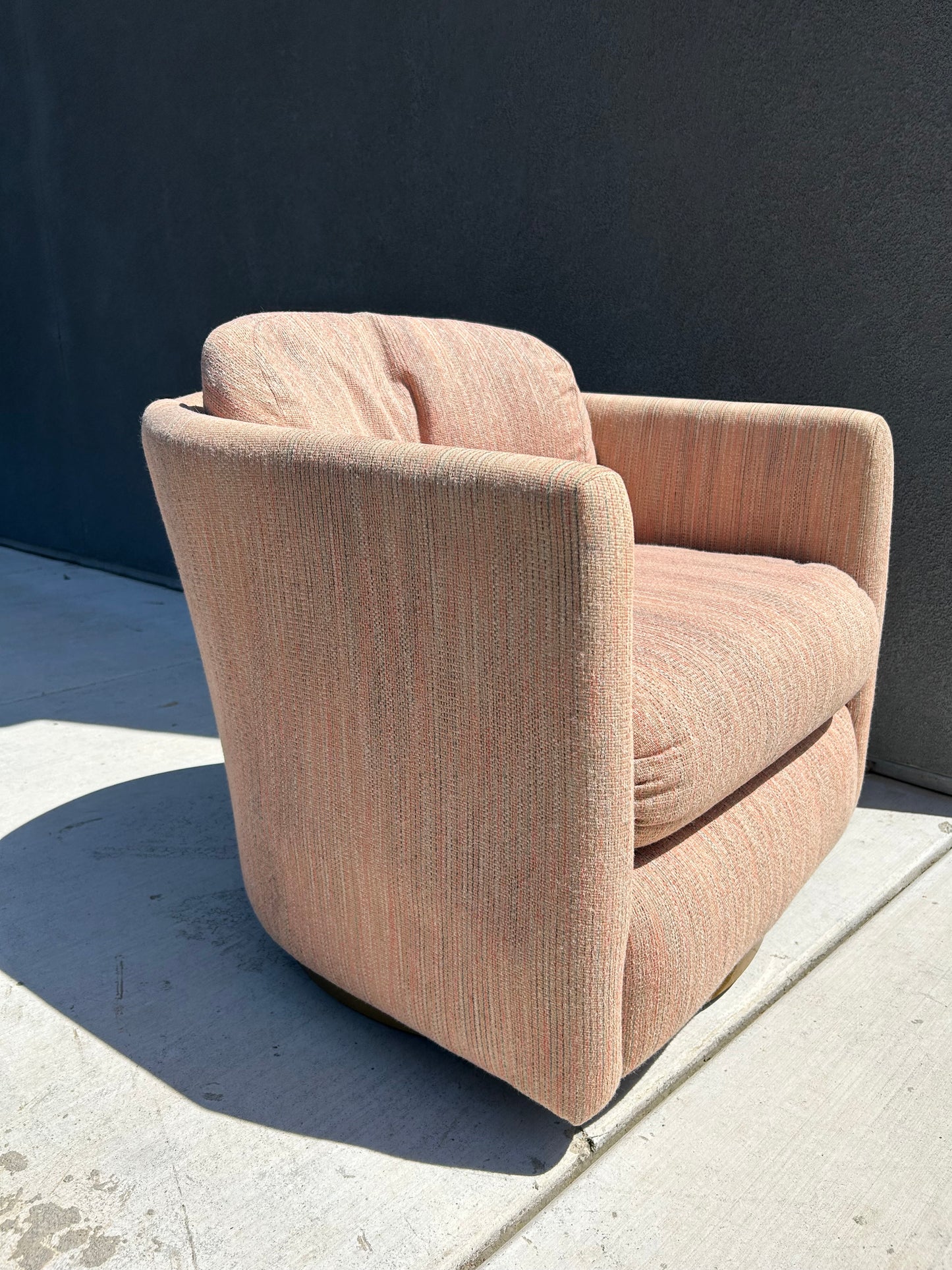 Vintage Pink Club Swivel Chair, Circa 1980s