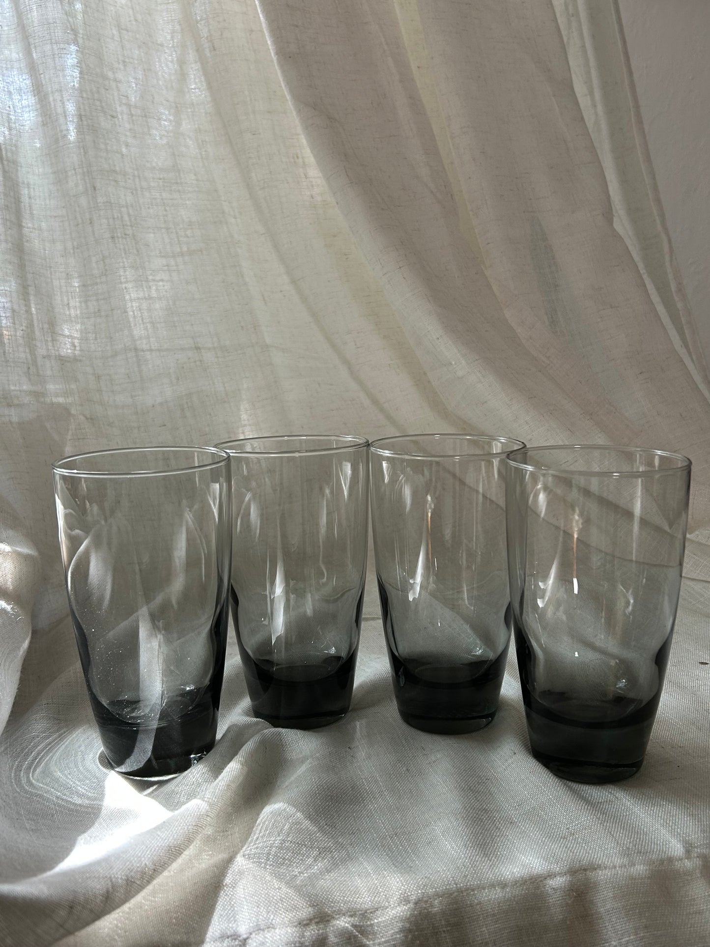 Vintage (Set of 4) Libbey Smokey Gray Highball Glasses