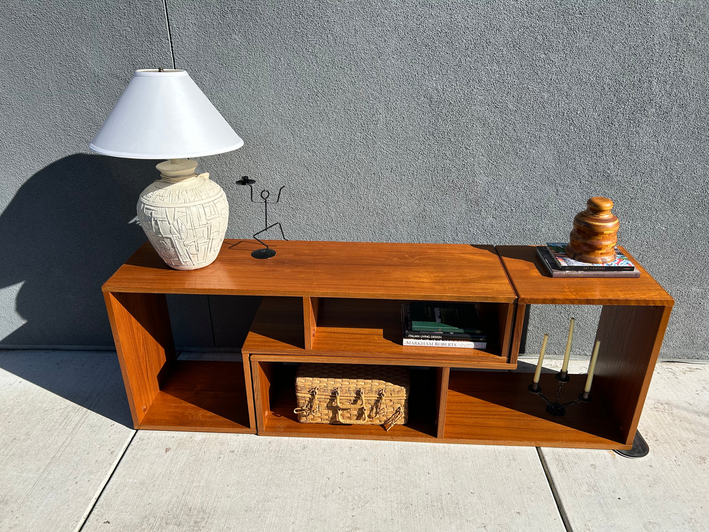 Danish Teak L-Shaped
Puzzle Media Shelving Console, Circa 1970’s
