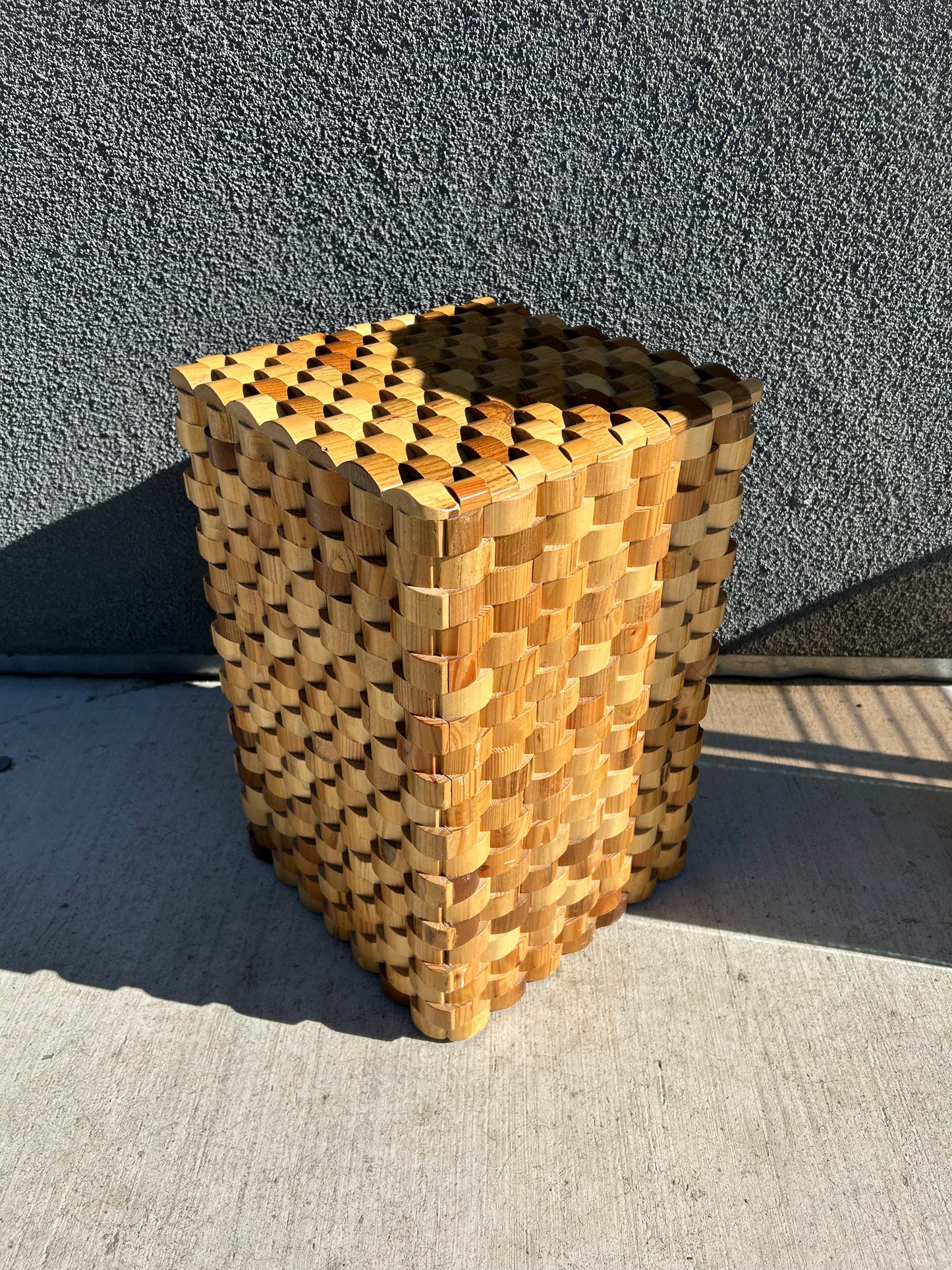 Vintage Modern Recycled Teak Wood Cubic Side Table