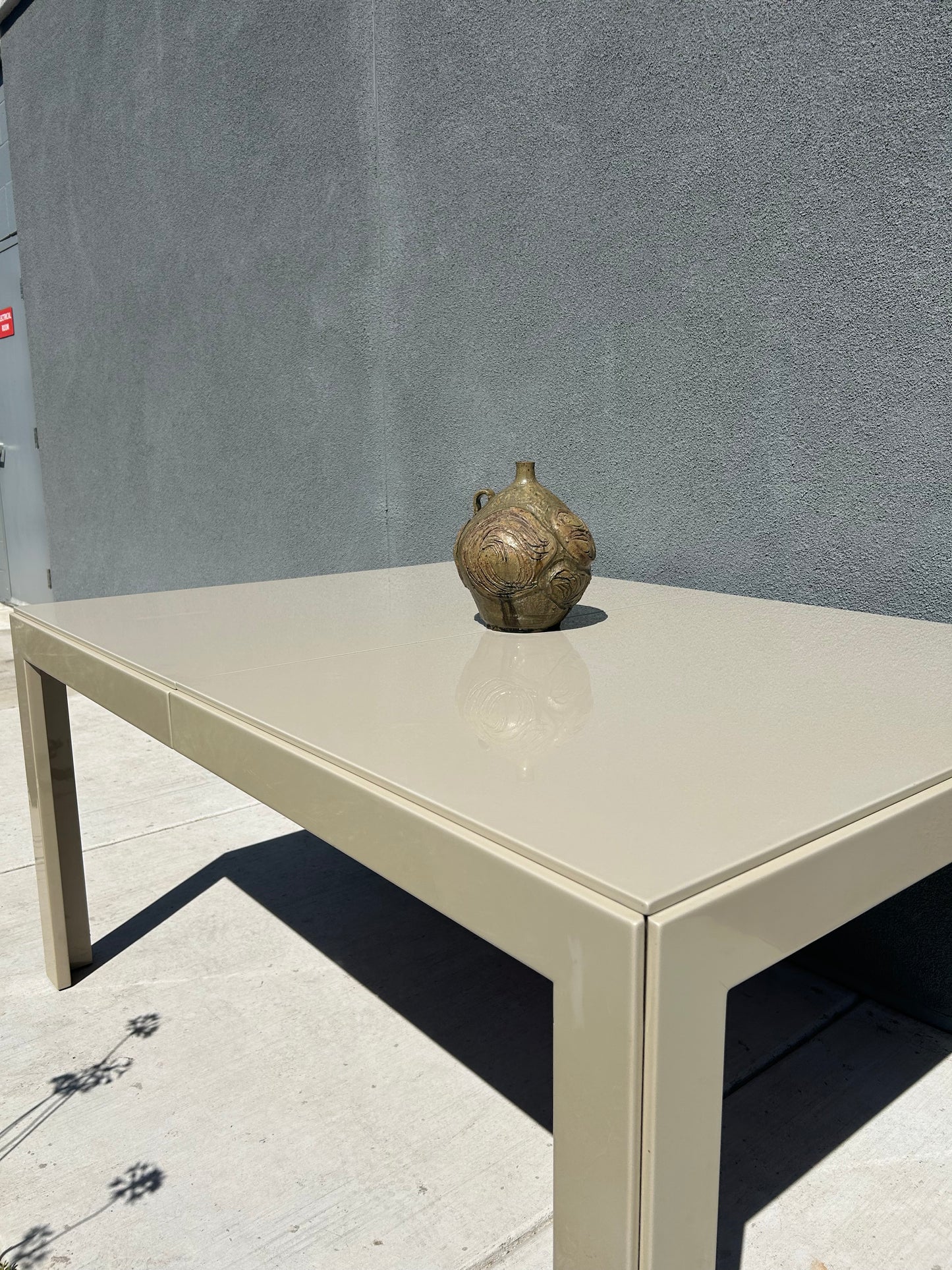 Beige Post Modern Parsons Style Lacquered Dining Table