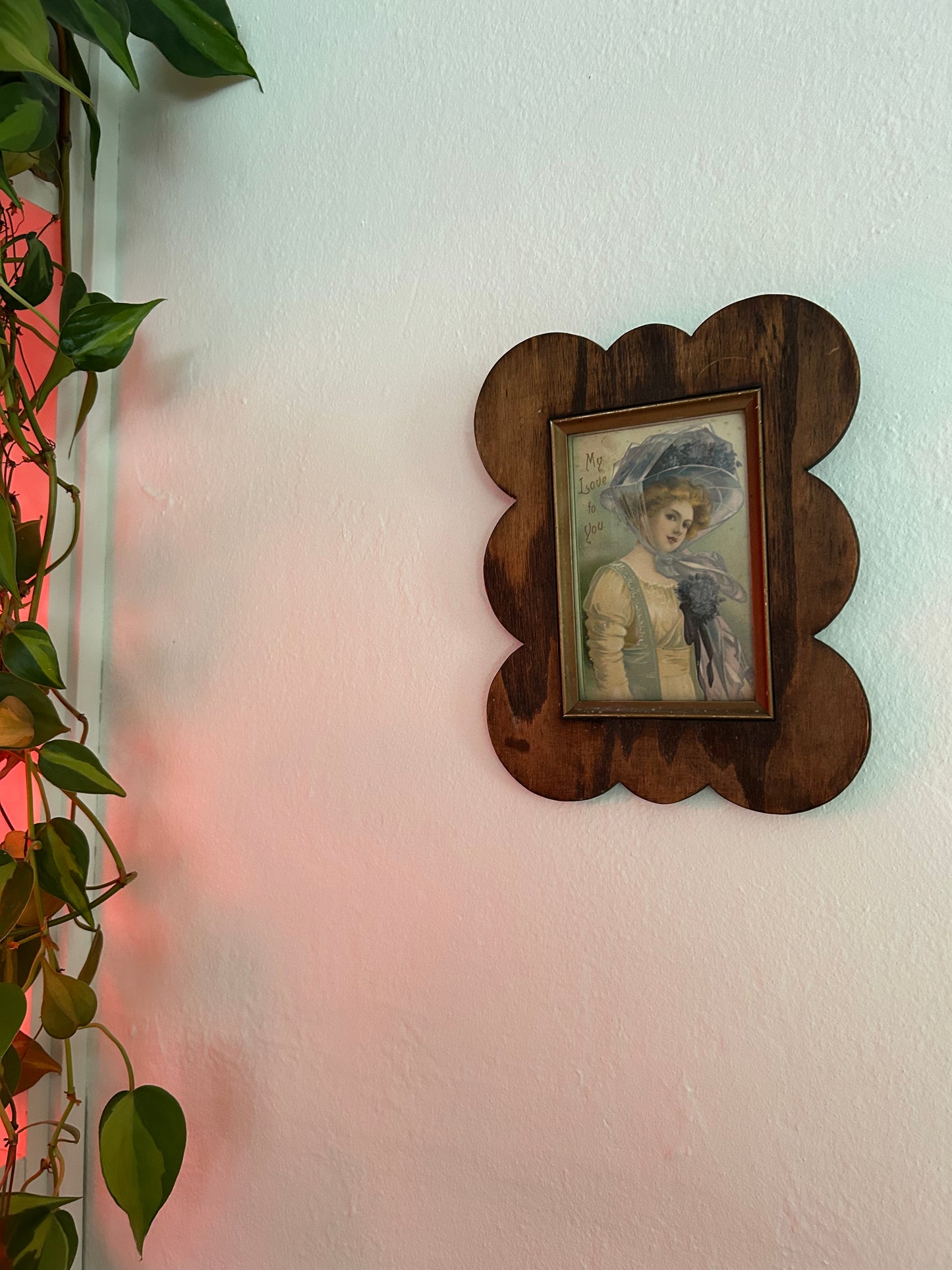Antique Scalloped Wood Picture Frame and Victorian Art by Dittmans Art Studio SF