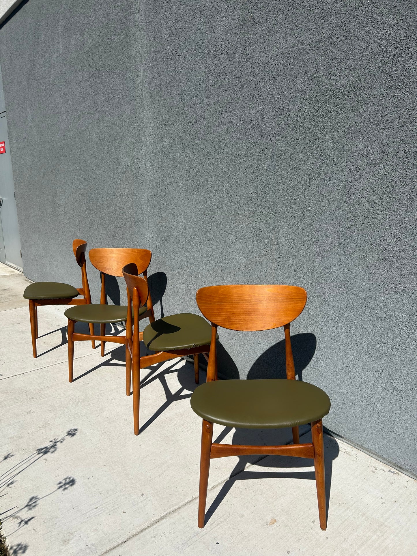 Vintage Mid Century Modern Sculptural Teak Wood Dining Chairs - Set of 4