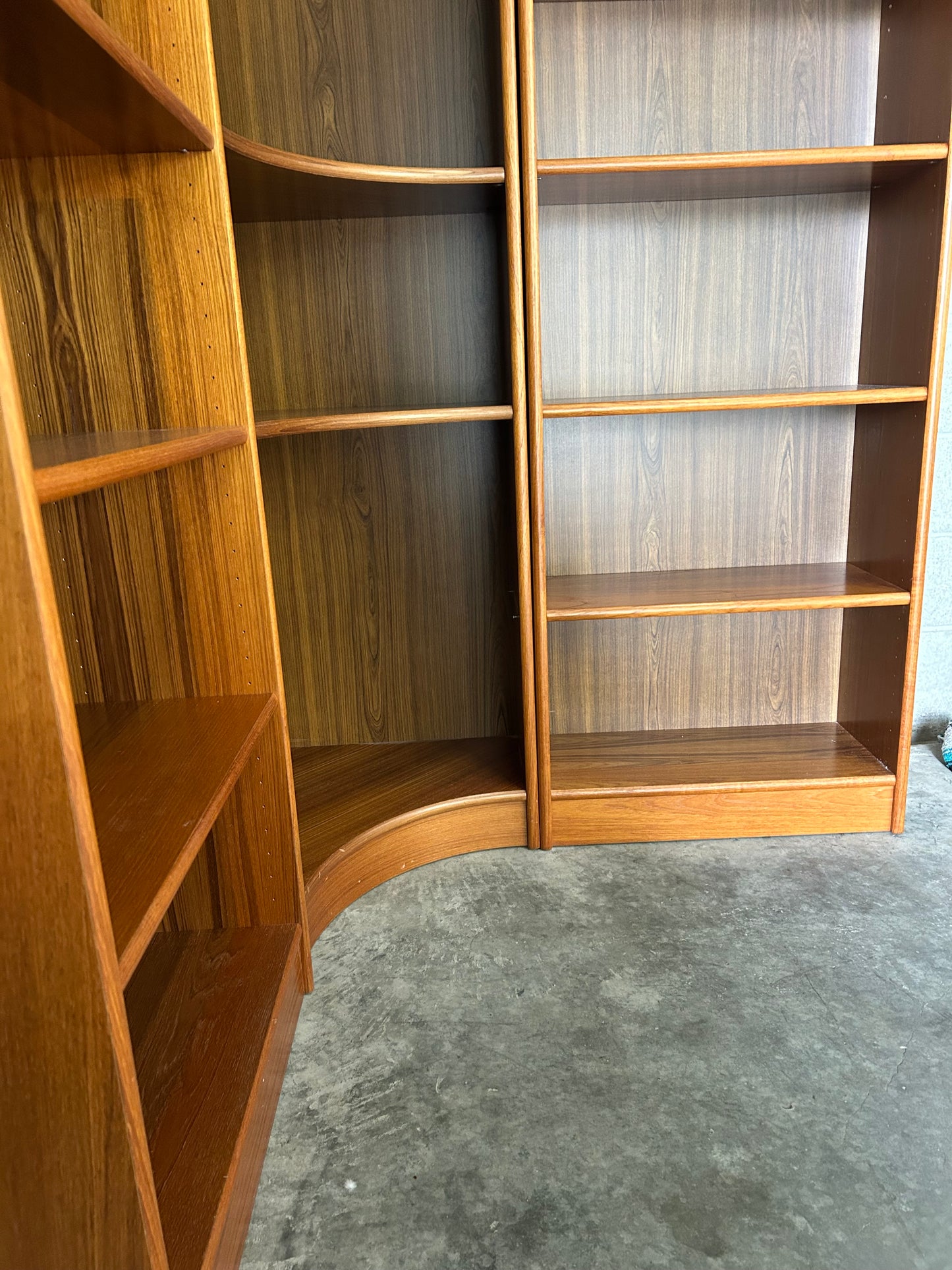 Danish Mid-Century Modern Teak Corner Bookshelves, Set of 3 - Circa 1990s