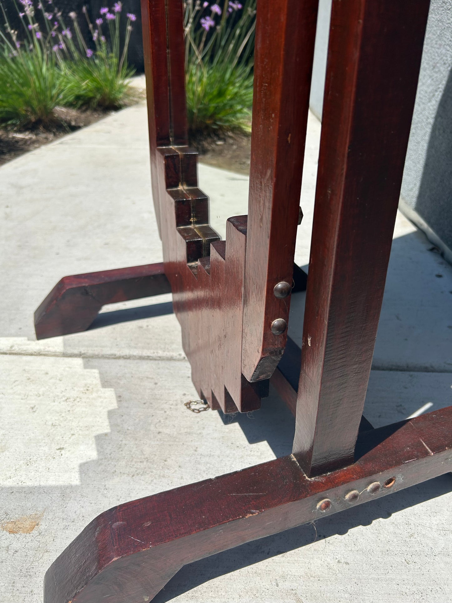Antique Art Deco Brutalist Standing Mirror, Circa 1920s