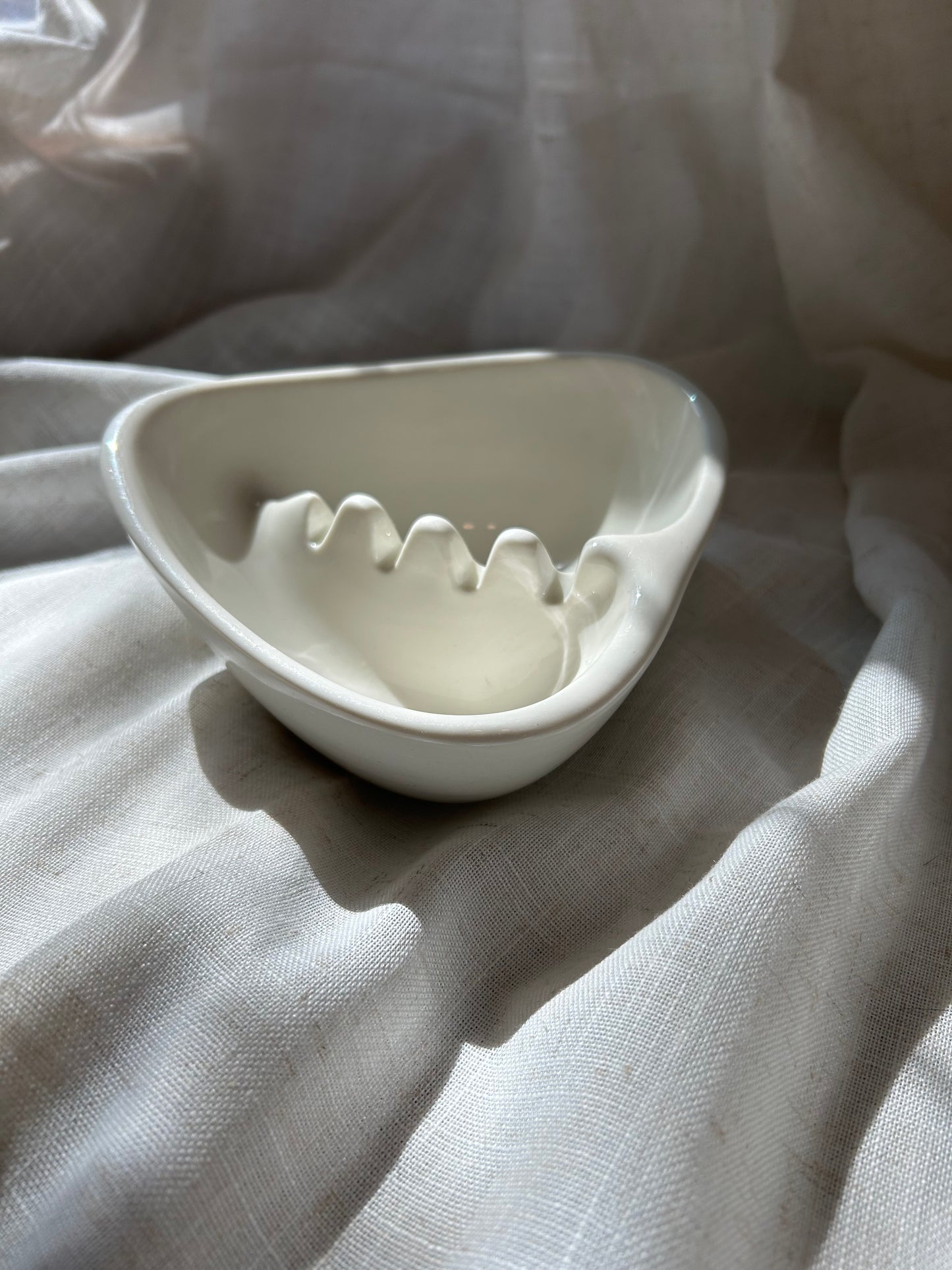Vintage Mid-Century Atomic Porcelain Triangular Ashtray