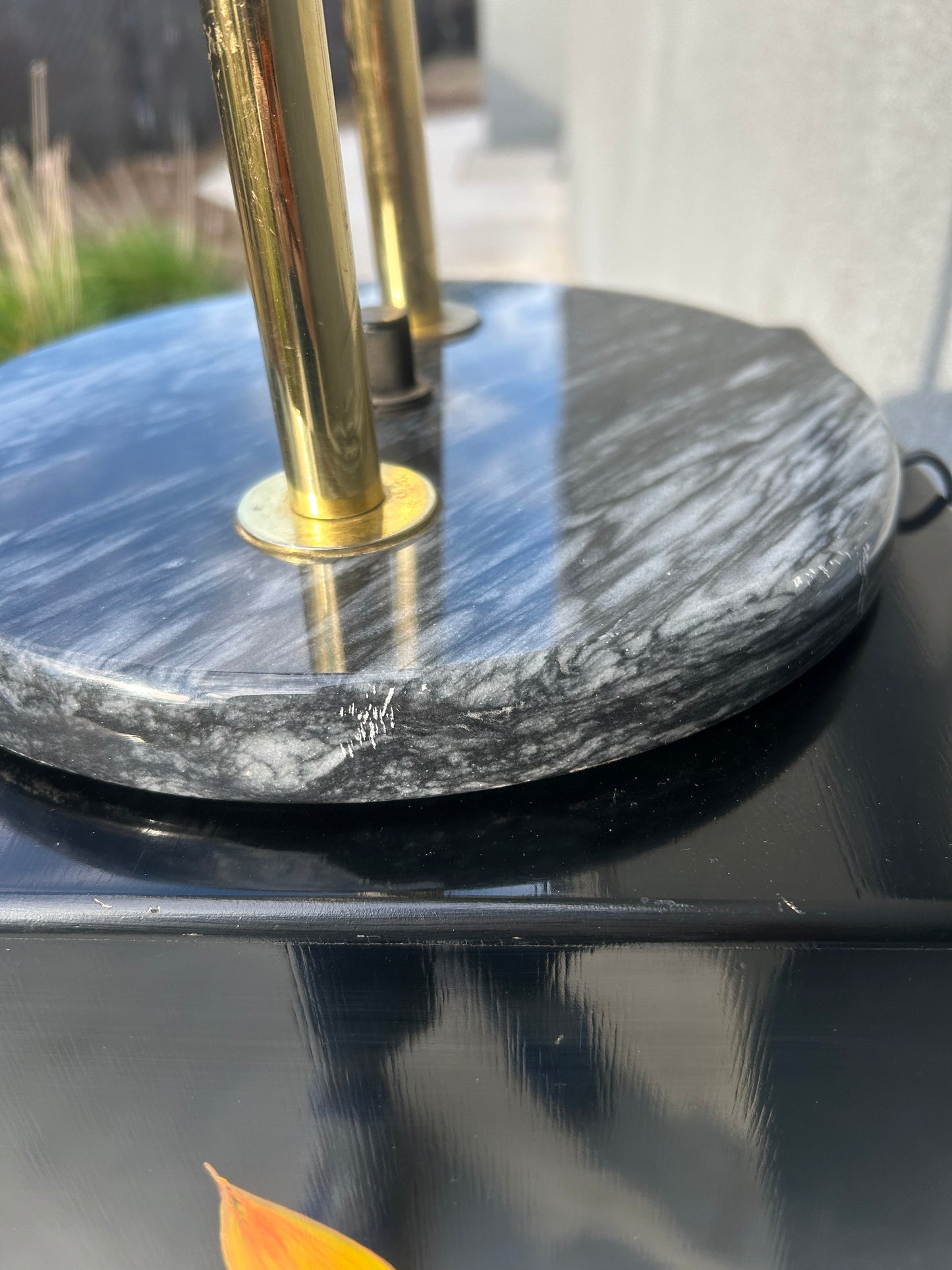 Vintage Post Modern UFO Gold Chrome Marble Base Table Lamp