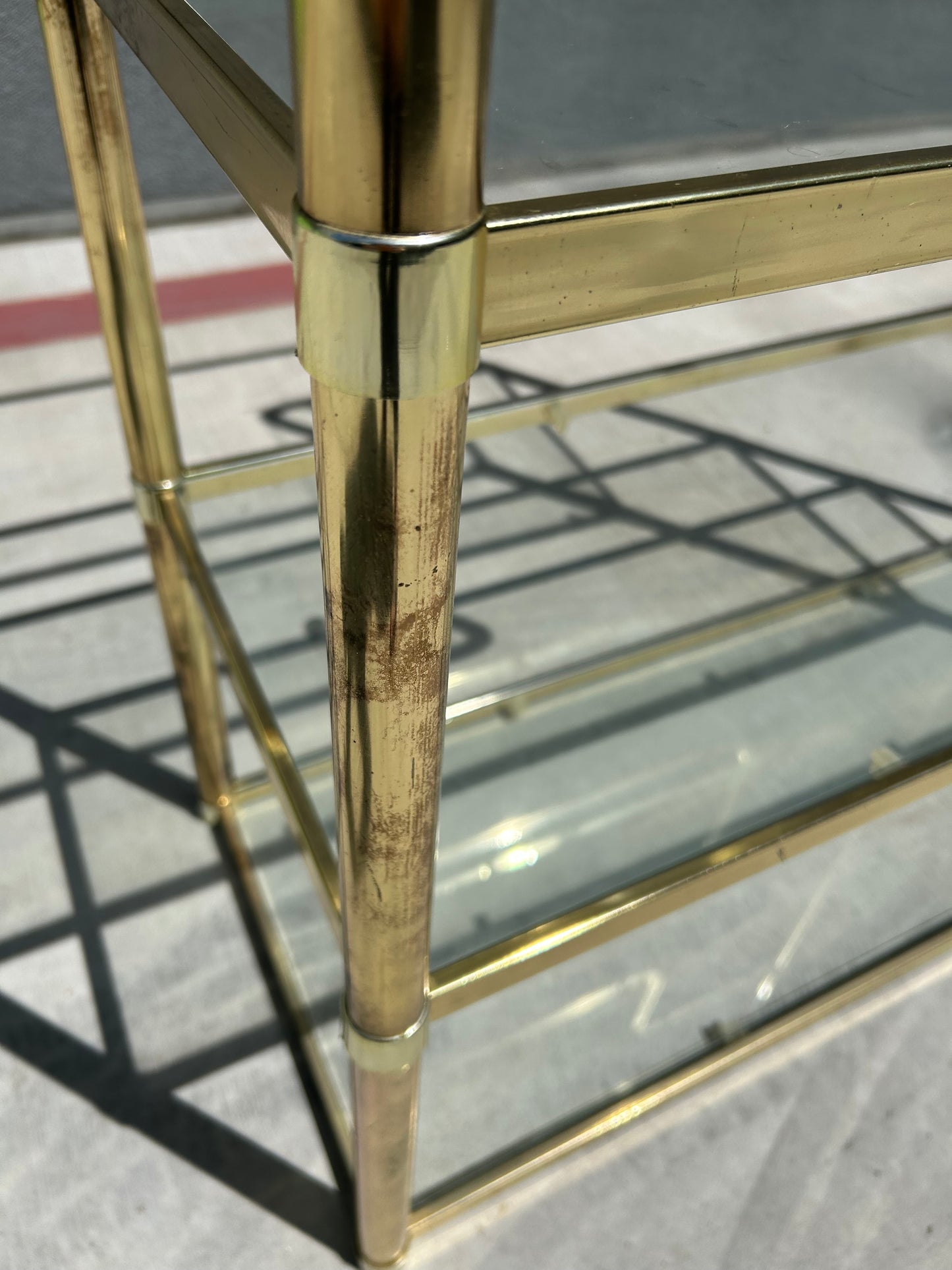 Vintage Brass and Glass Etagere in the Style of Milo Baughman, Circa 1970s