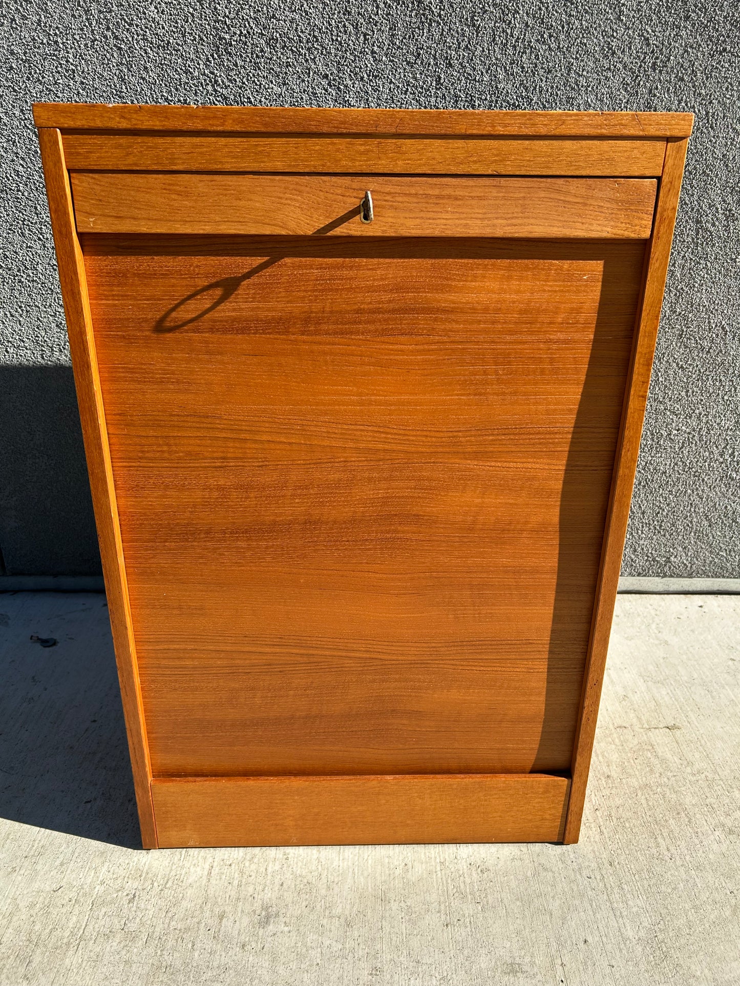 Danish Teak Tambour-Door Filing Cabinet, Circa 1960s