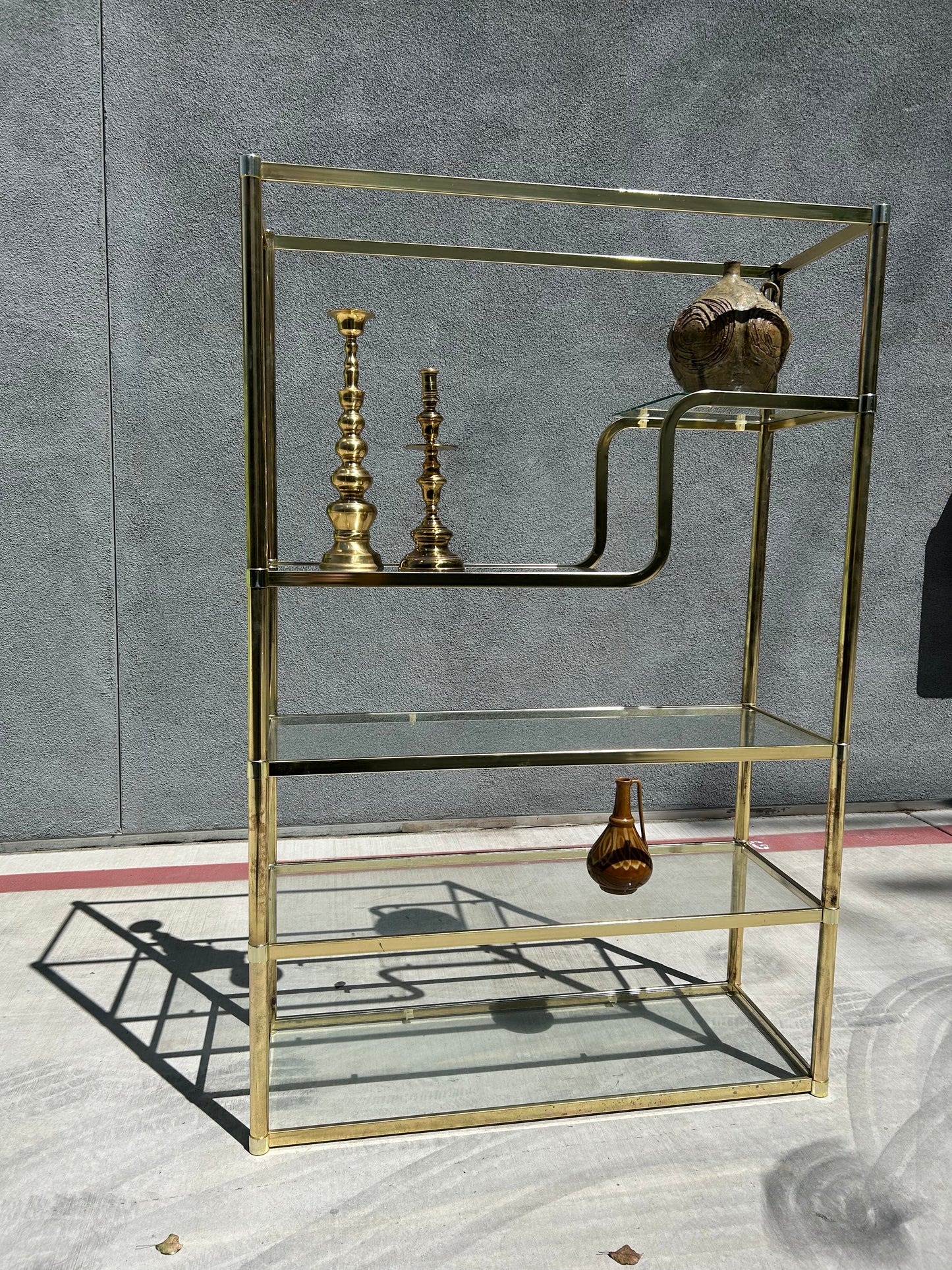 Vintage Brass and Glass Etagere in the Style of Milo Baughman, Circa 1970s