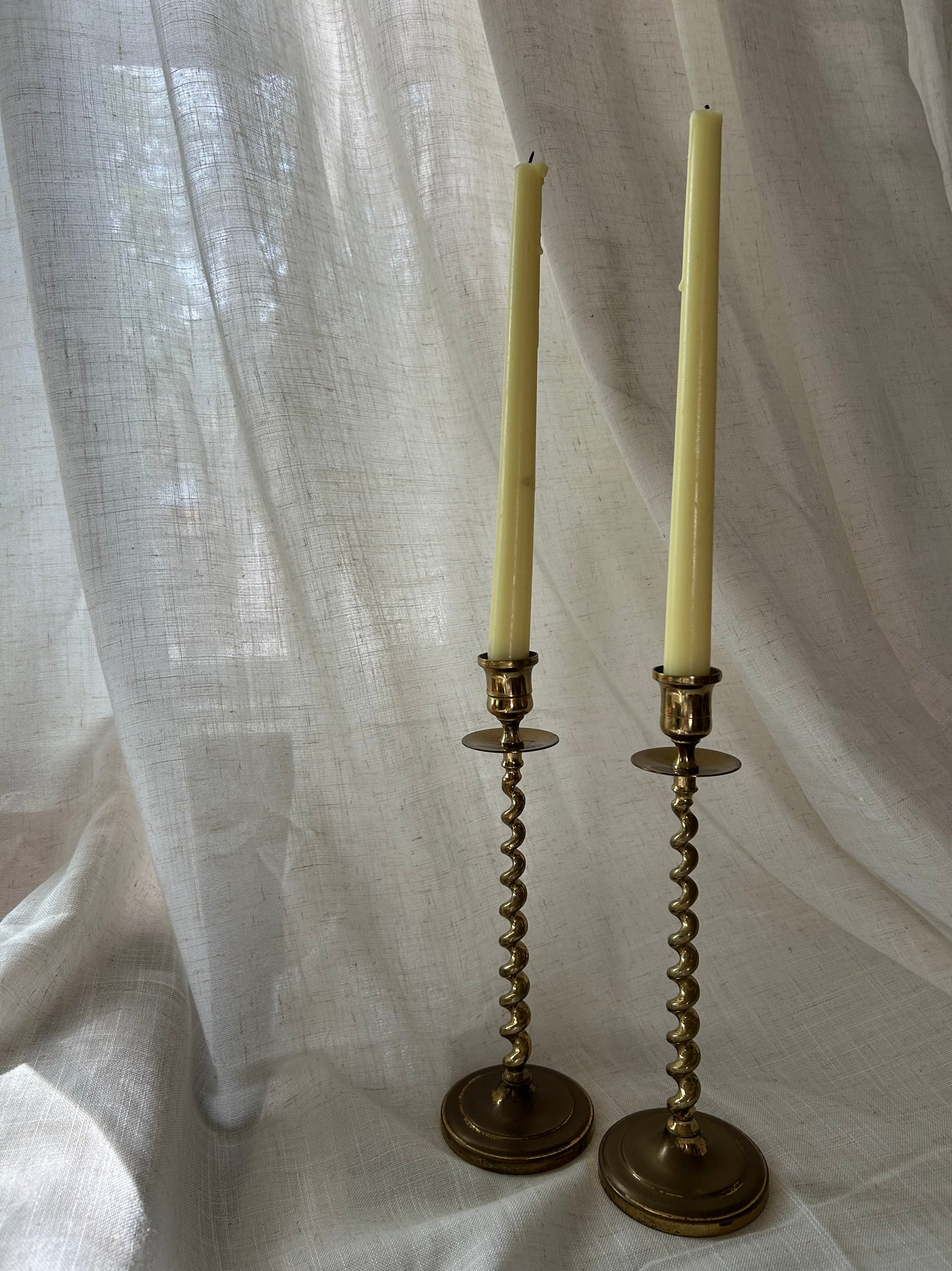 Vintage Brass Barley Twist Candlesticks, by Baldwin