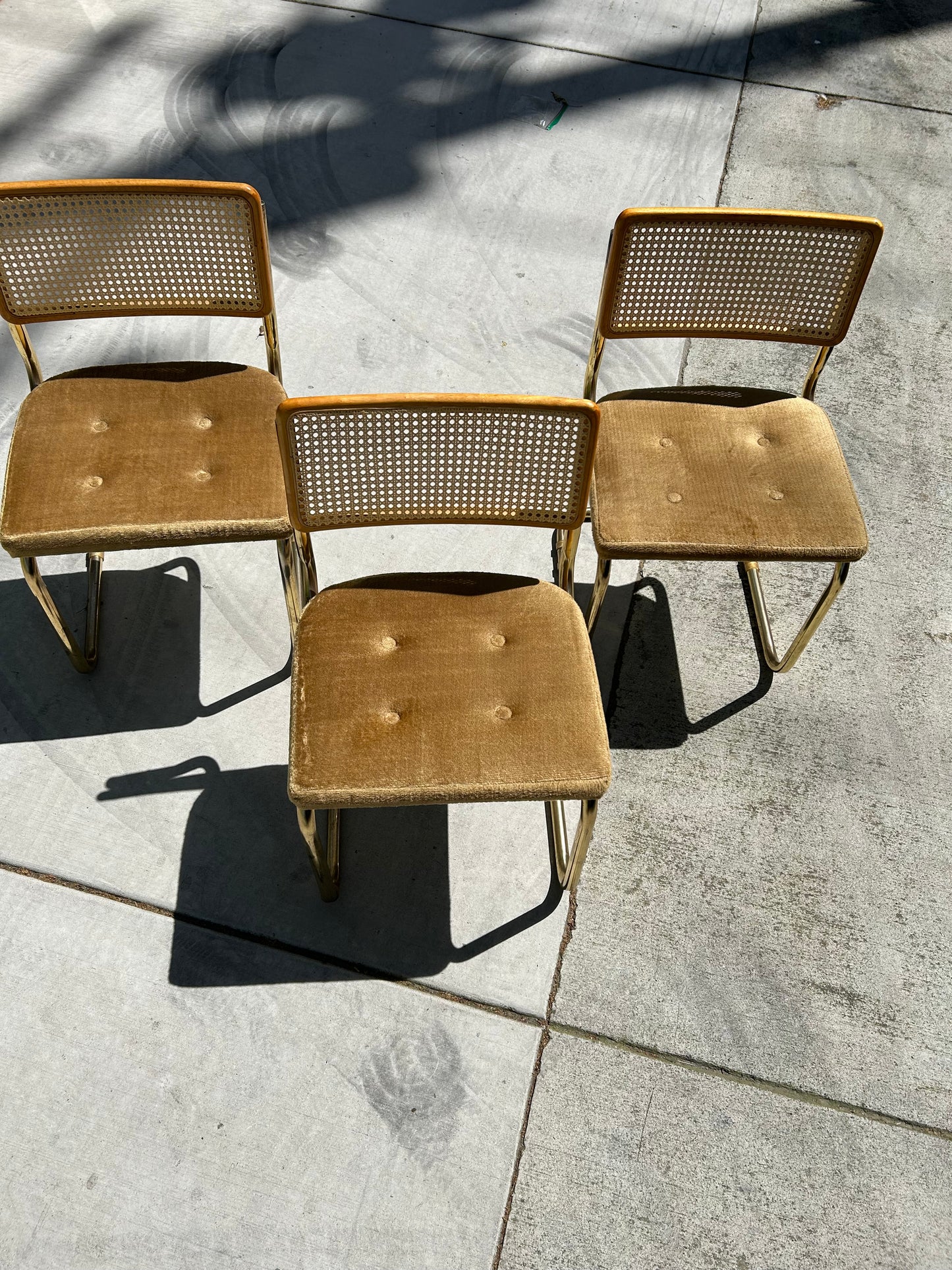 Mid Century Cantilever Cesca Style Chrome Tubular Dining Chairs - Set of 3, Circa 1980s