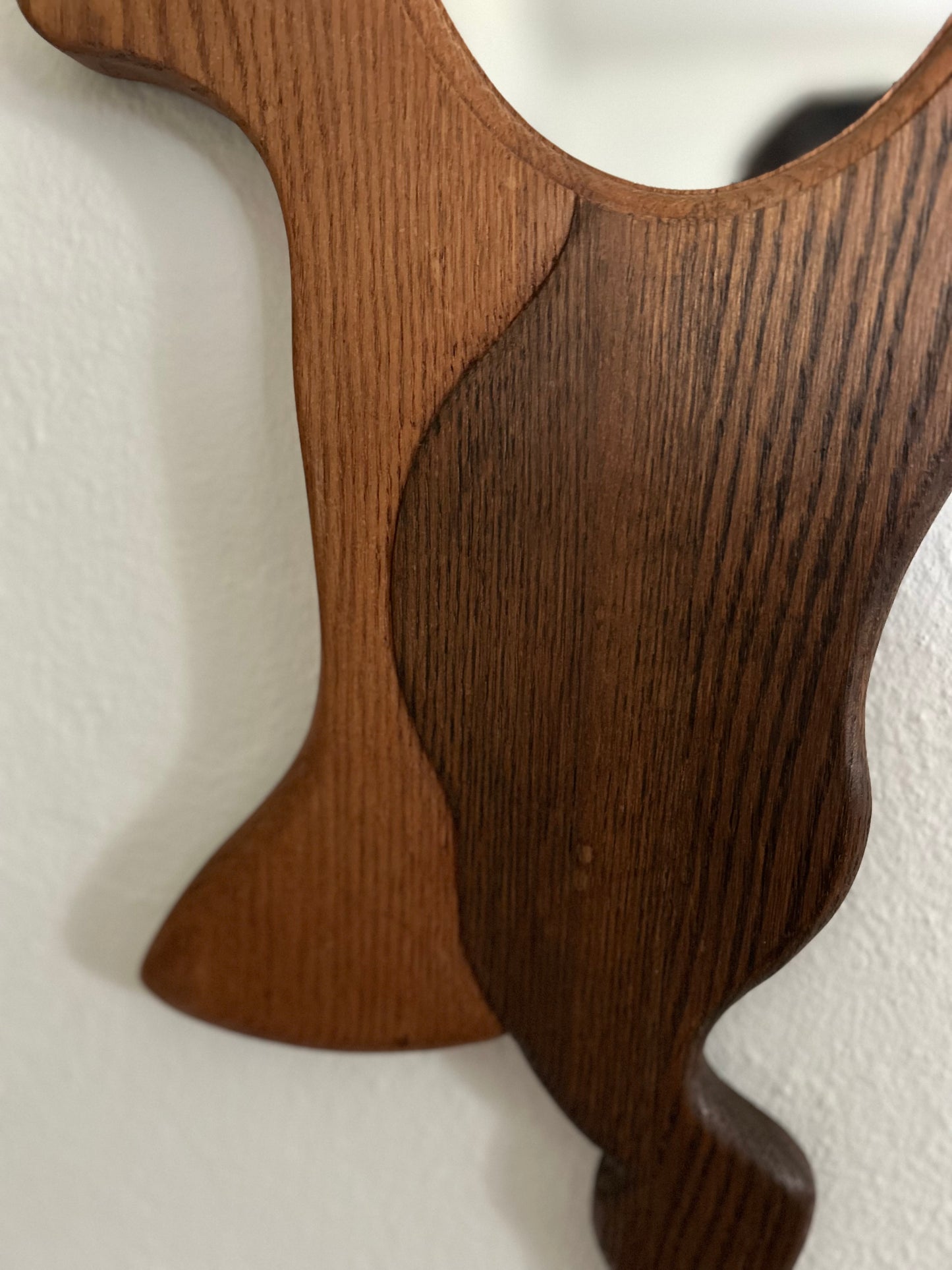 Hand Made Italian Oak Profile Mirror, circa 1980