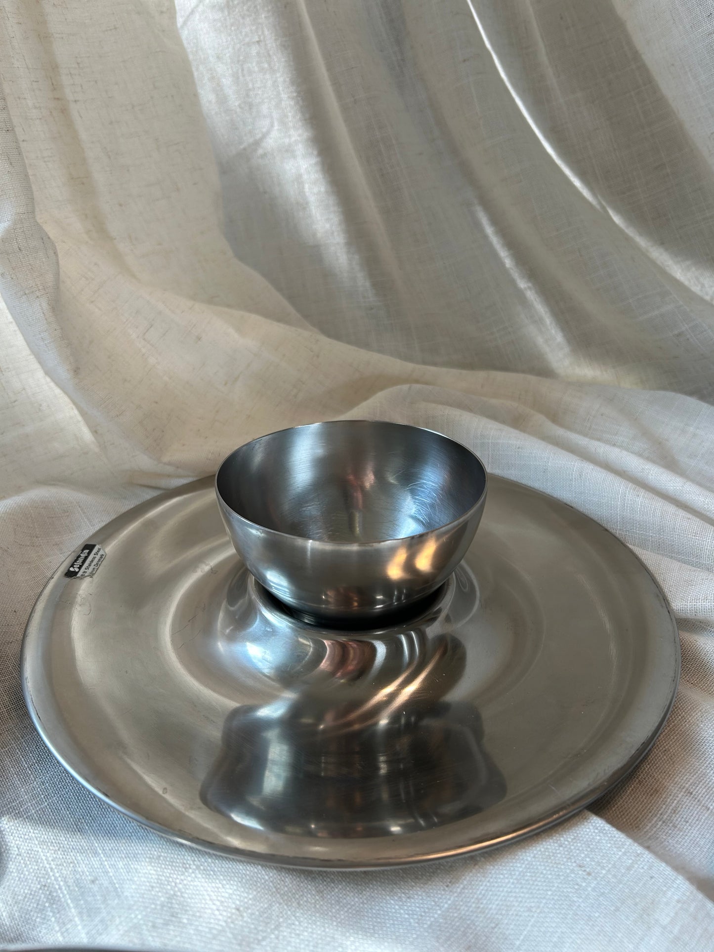 Selandia Stainless Steel/Rosewood Set - Platter, Butter Dish, Salt and Pepper Shakers