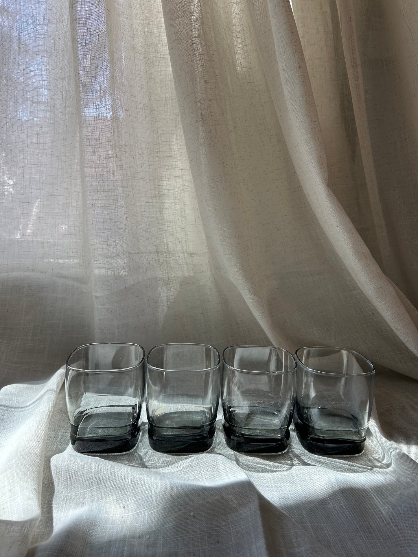 (4) Libbey Smokey Gray Tumblers, Rock Glasses