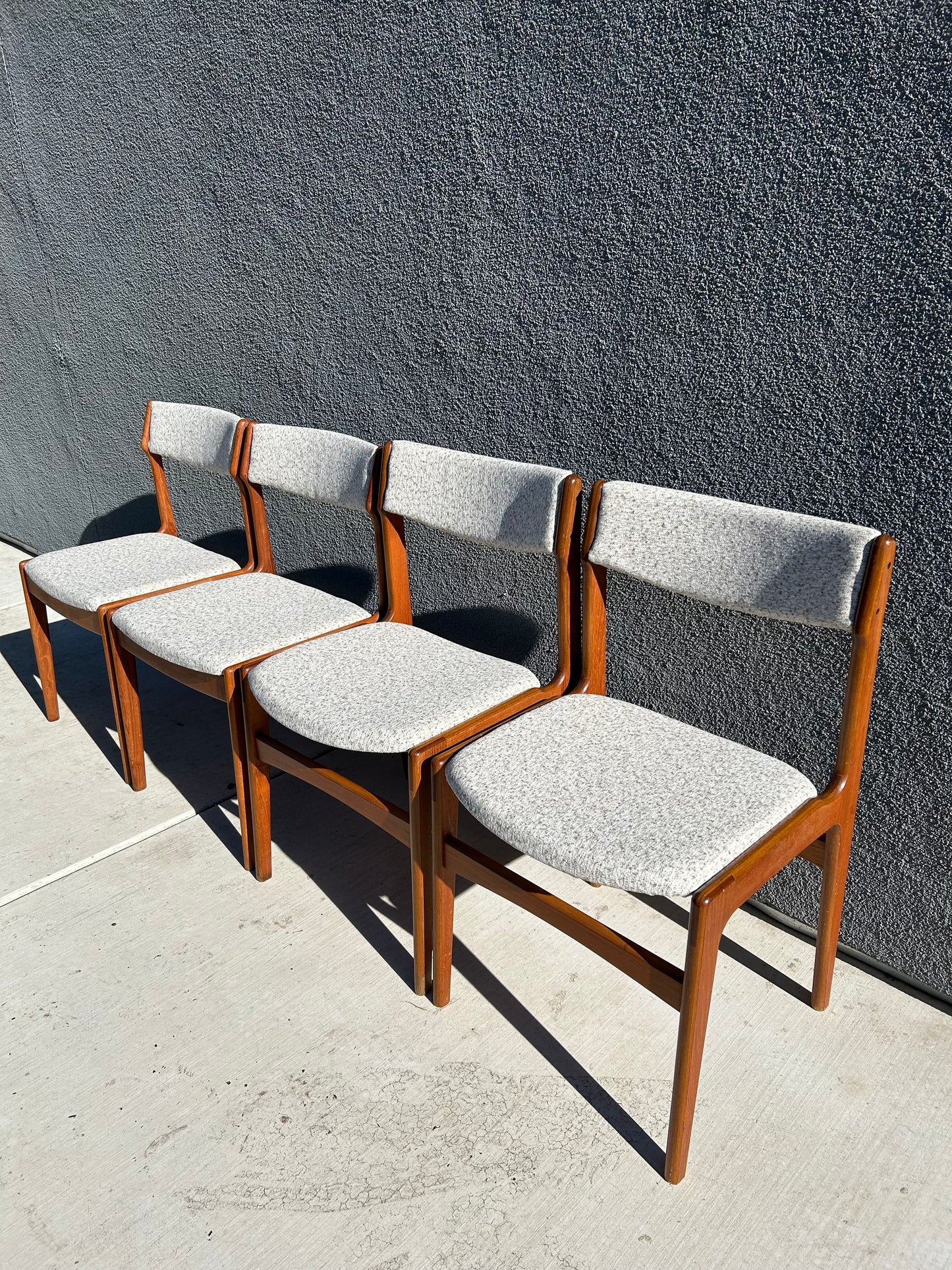 Set of 4 Danish Teak Upholstered Dining Chairs