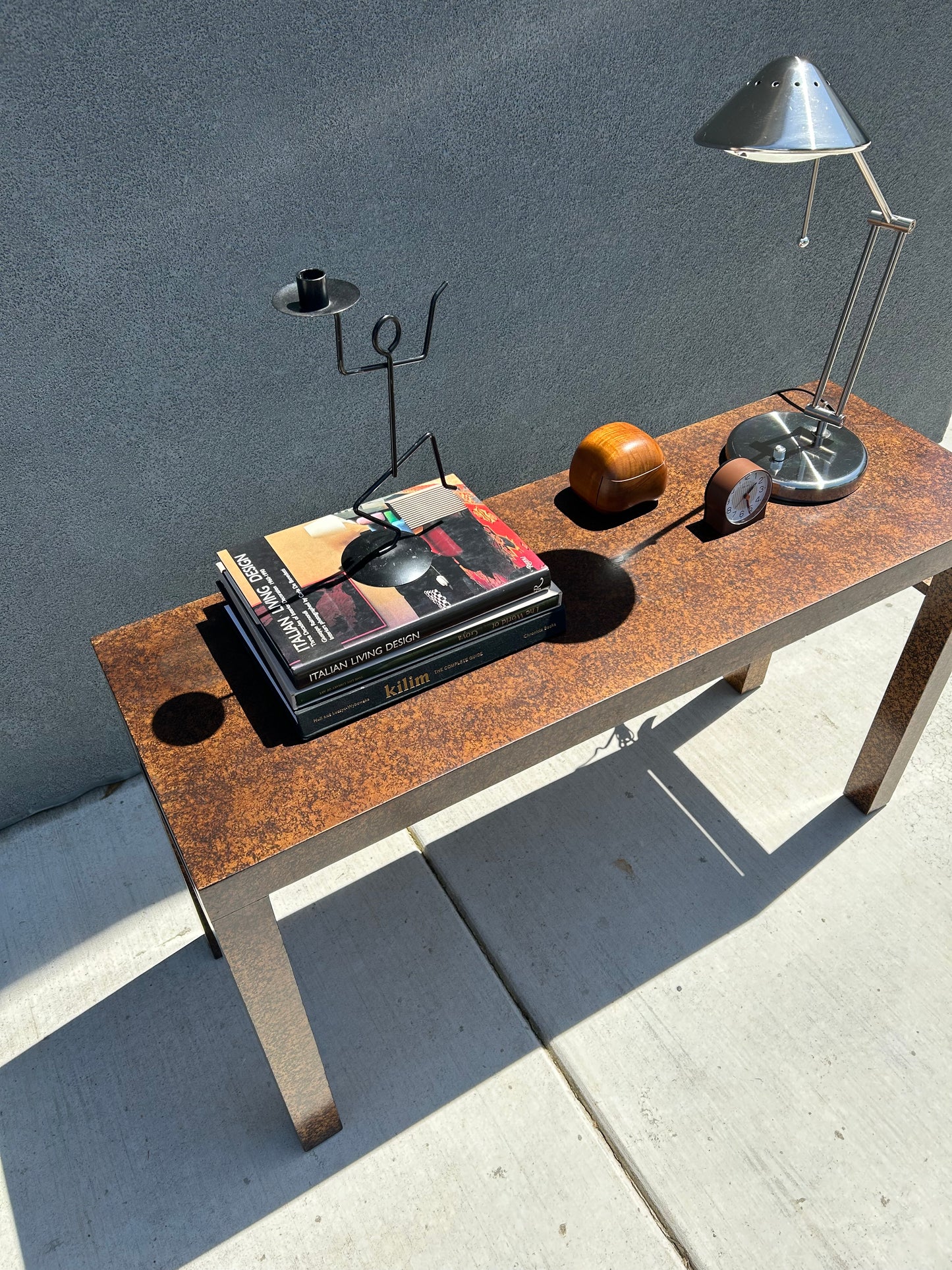 Henredon Mid Century Faux Tortoise Console Table
