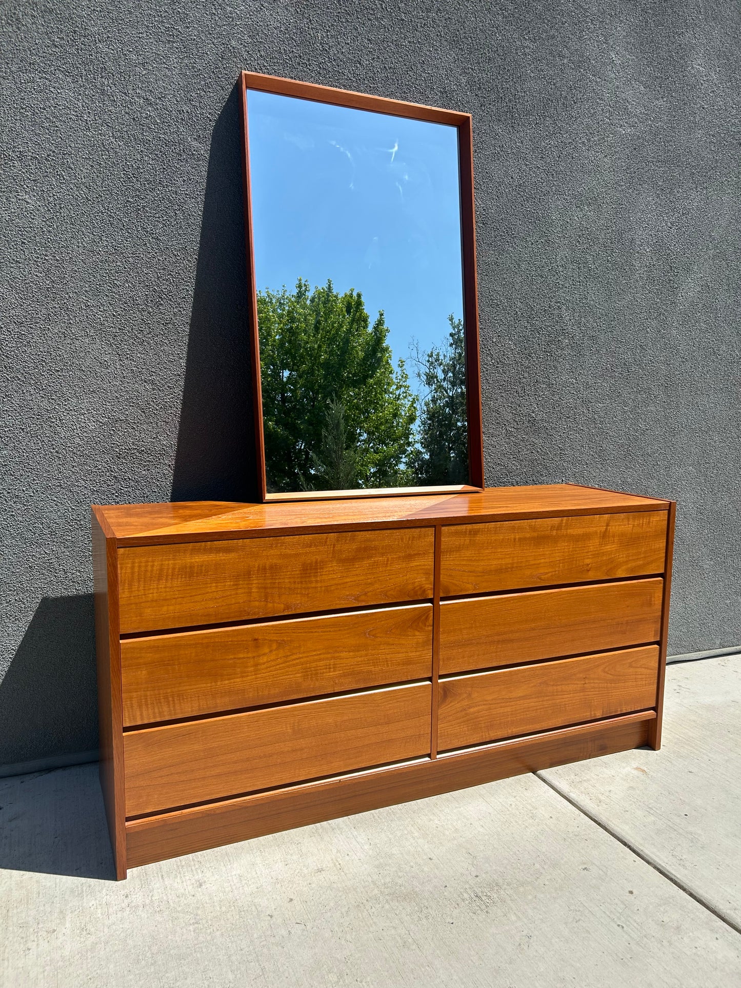 Mid Century Danish Teak Mirror (Dresser Sold), Circa 1970s