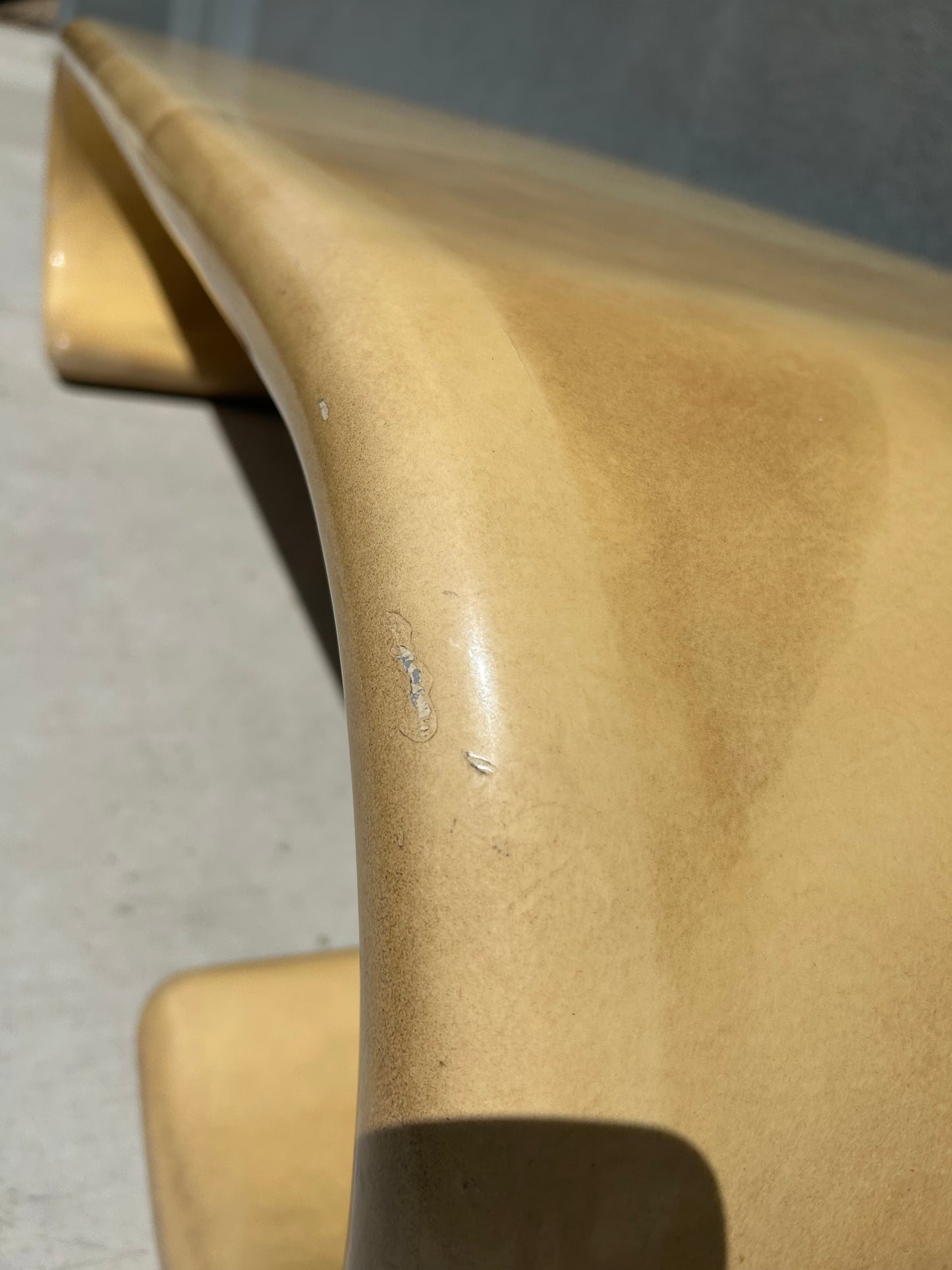 Karl Springer Style Faux Goatskin Waterfall/Scroll Coffee Table