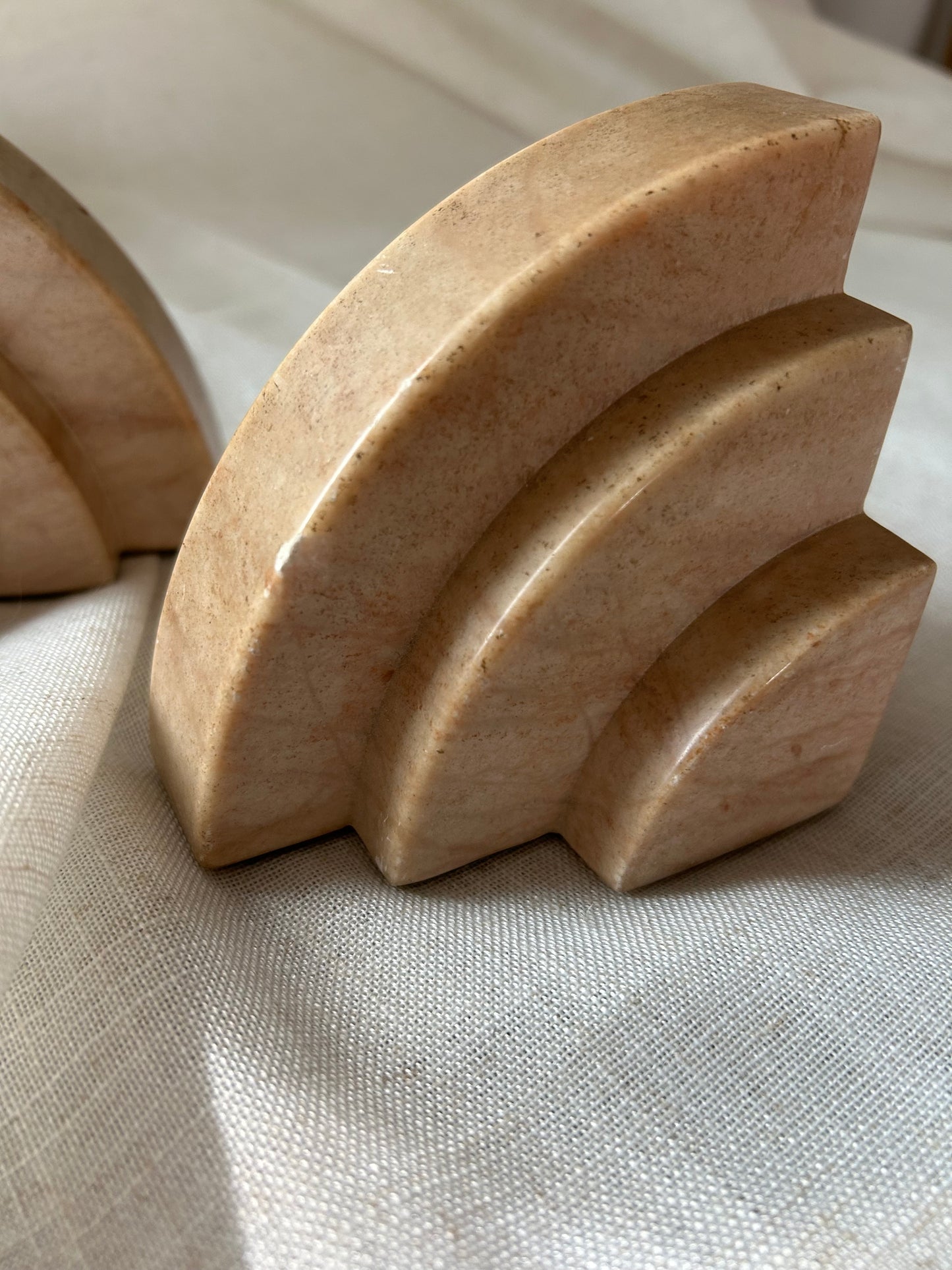 Art Deco Genuine Rocky Mountain Alabaster Bookends