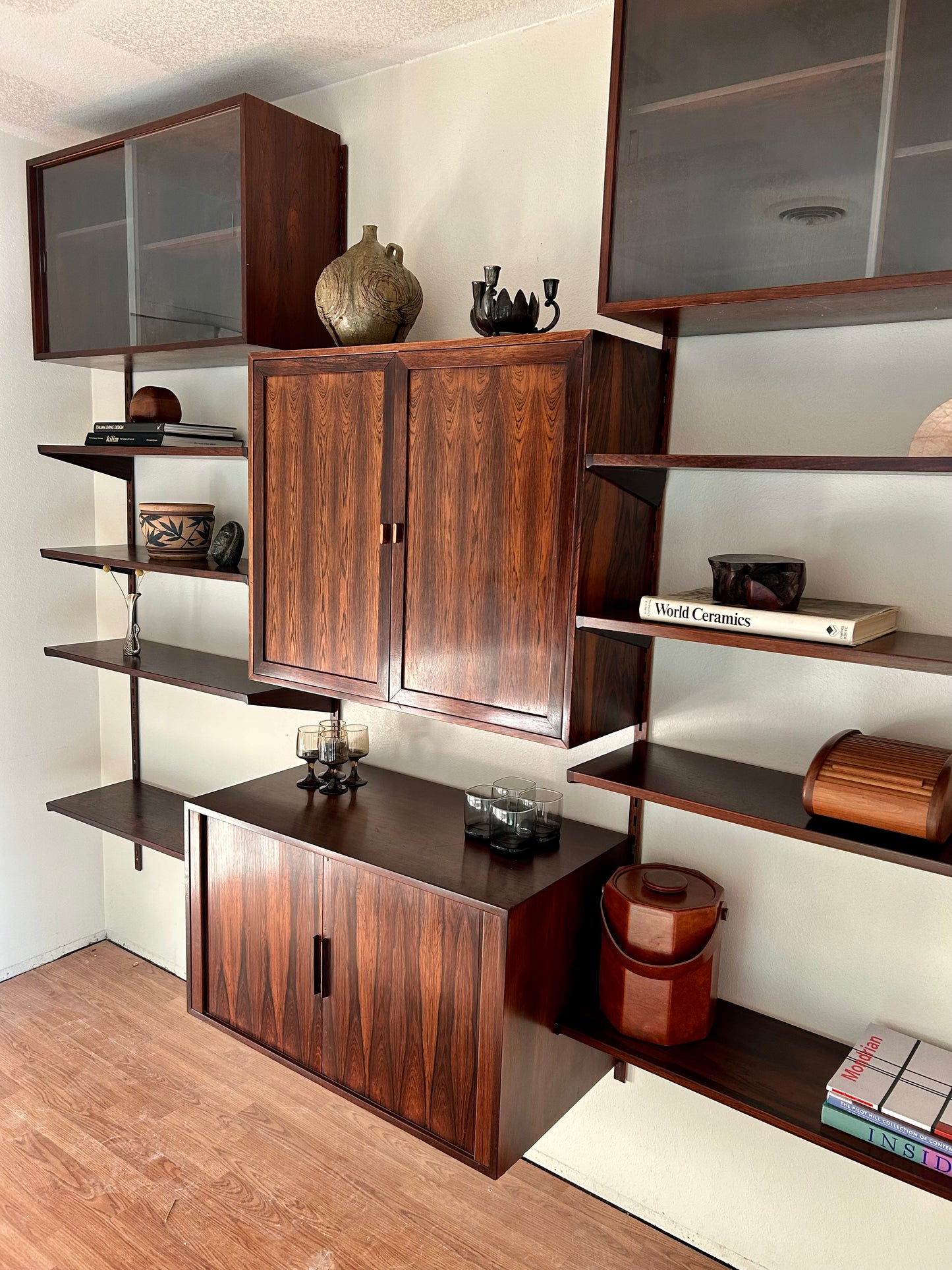Rosewood 3 Bay Modular Wall Unit By Kai Kristiansen For Fm Møbler, Circa 1960s