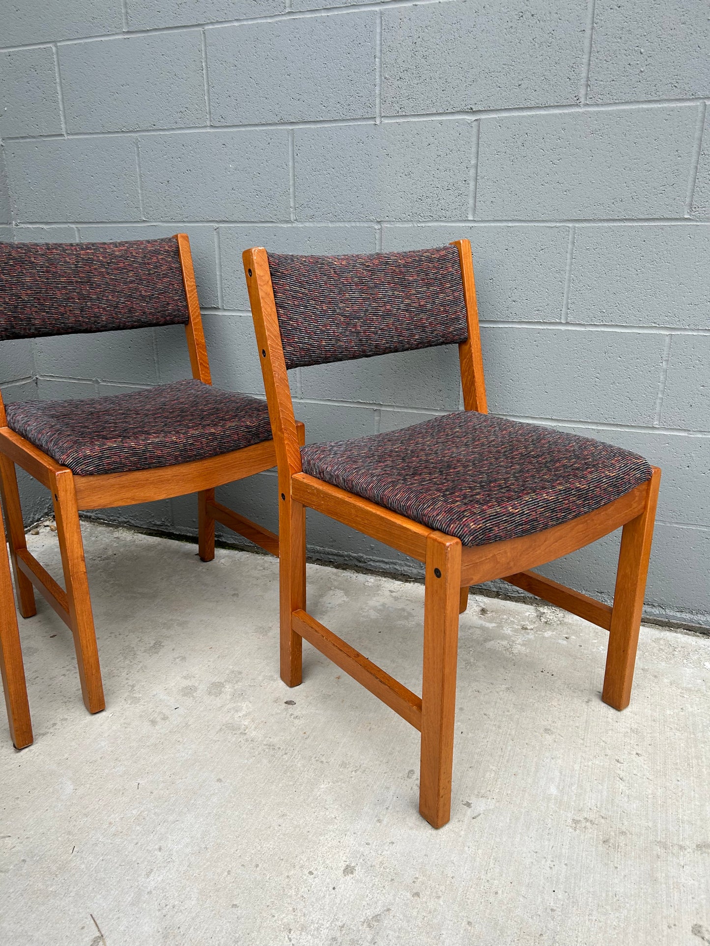 MCM Solid Teak Dining Chairs Scandinavian Modern, Set of 4
