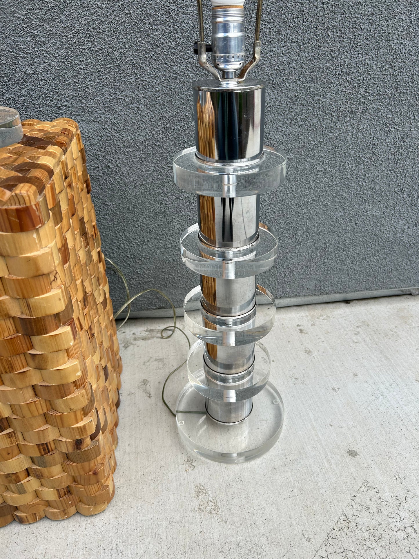Lucite and Chrome Mid Century Table Lamps