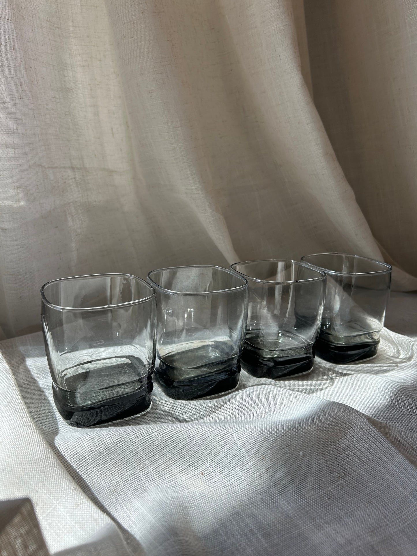 (4) Libbey Smokey Gray Tumblers, Rock Glasses