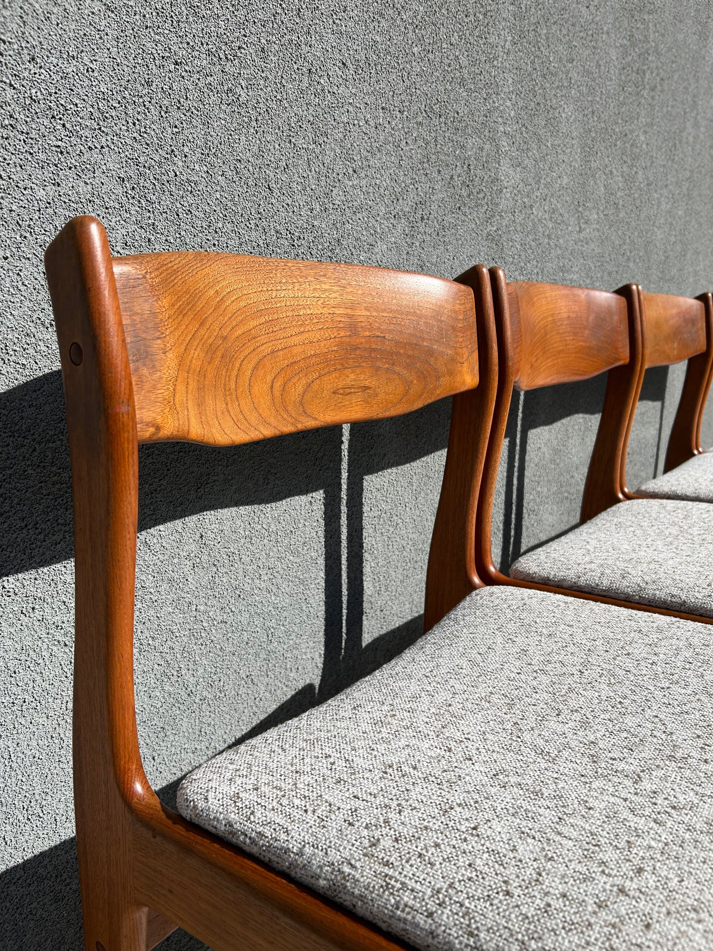 Danish Teak Dining Chairs with New Upholstery, Set of 4