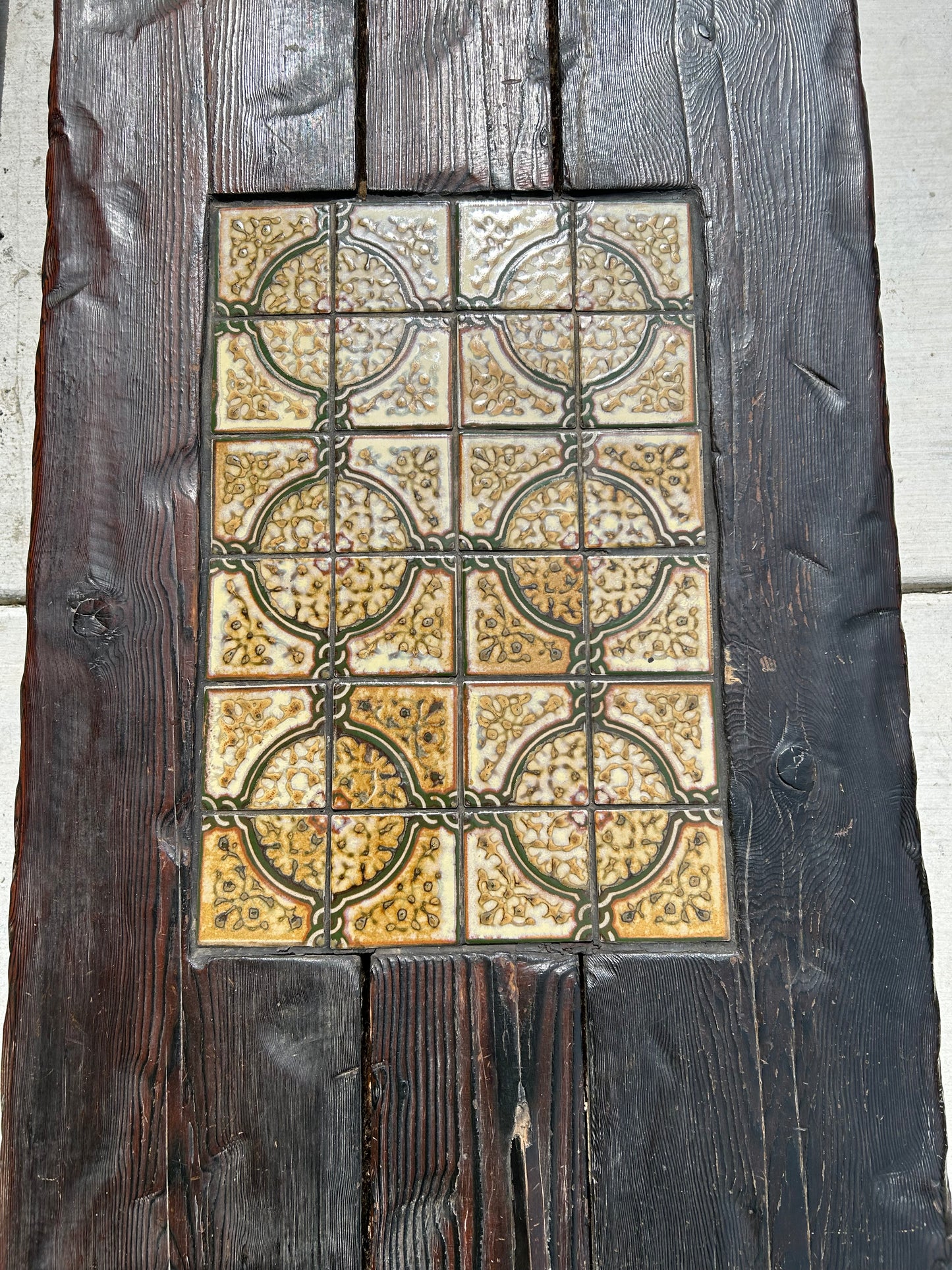 Mid-Century Brutalist Tiled and Solid Wood Coffee Table/Bench, Circa 1970s