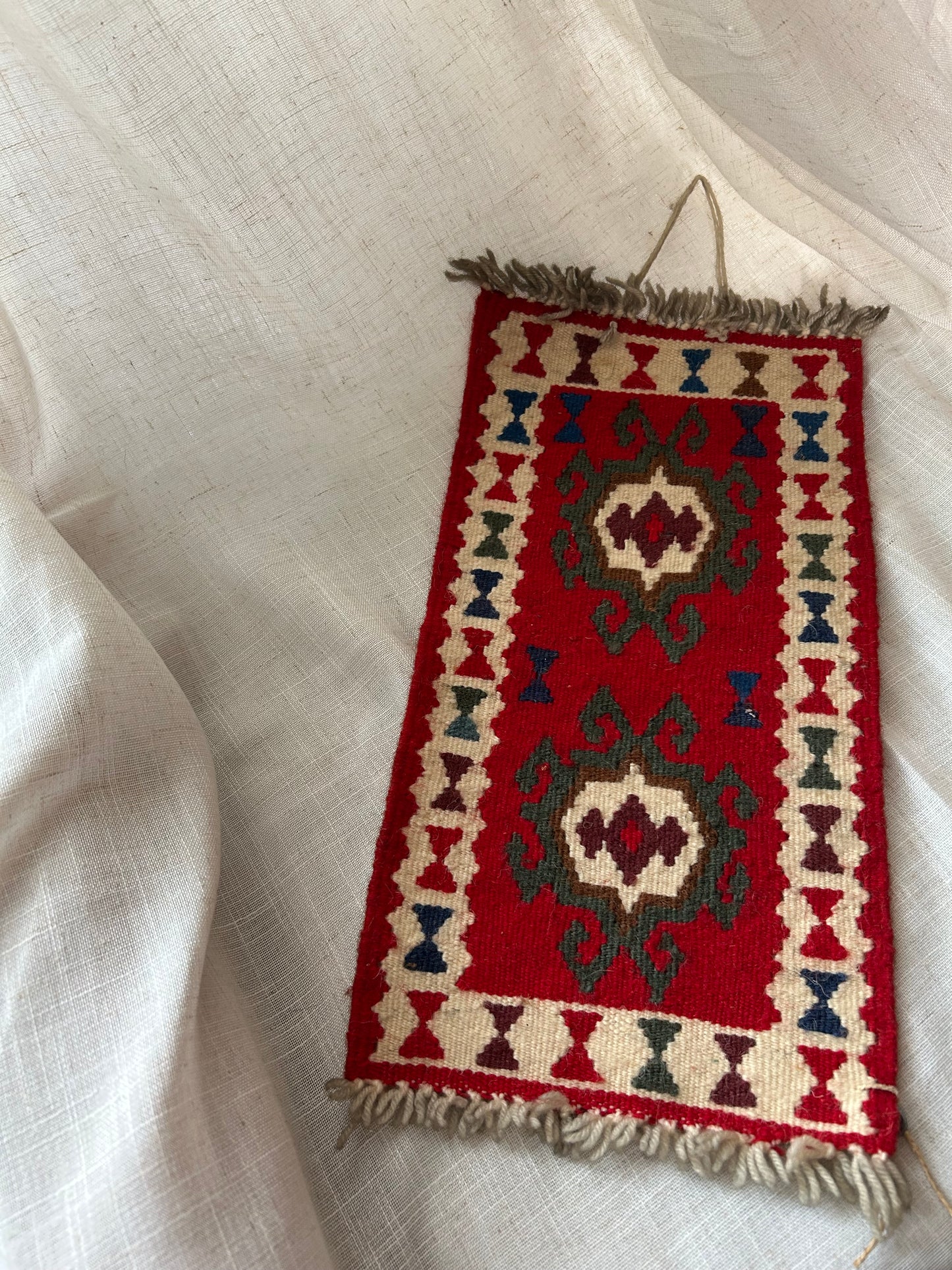 Vintage hand made wool tribal Knit Wall Hanging