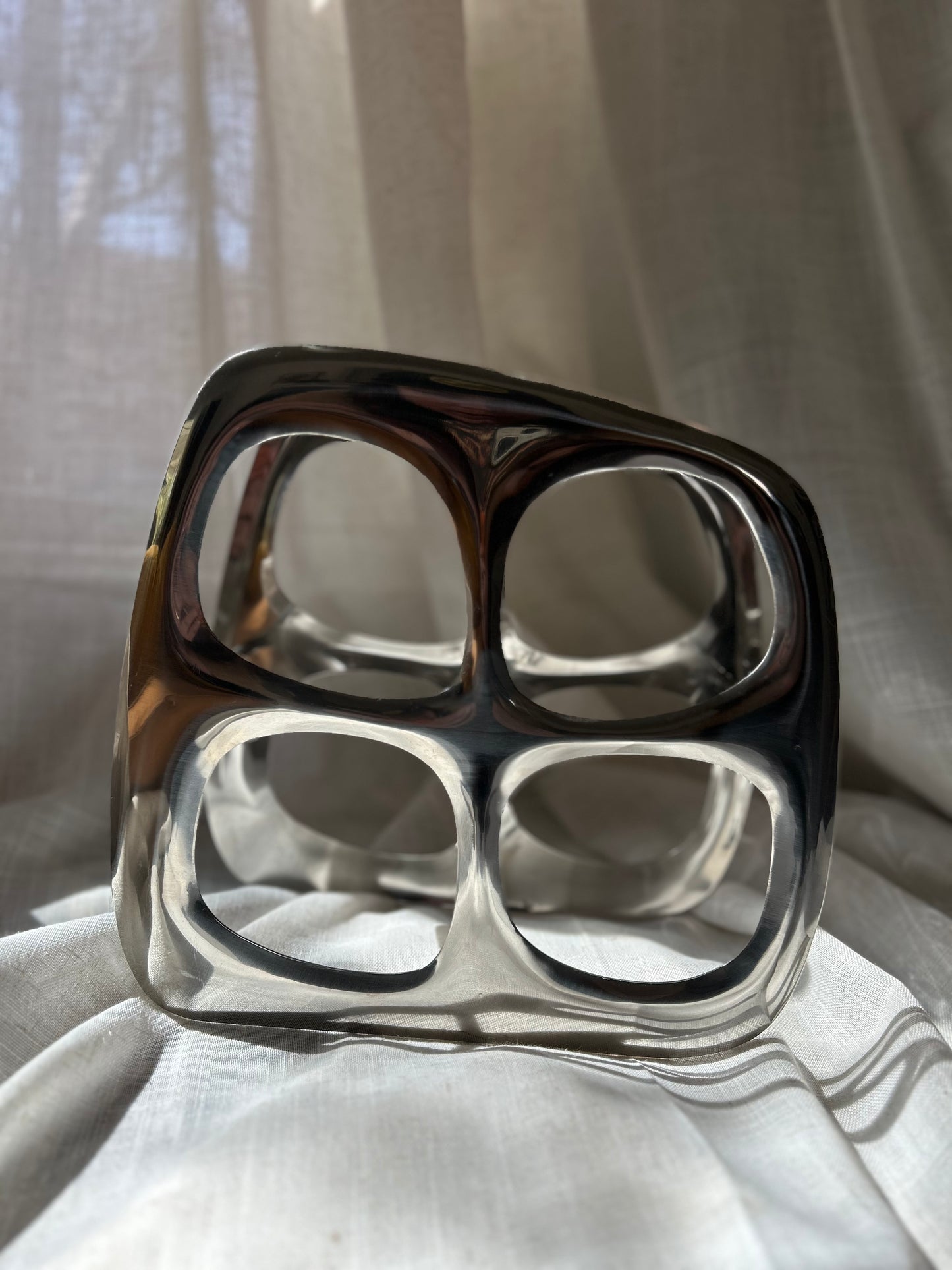 Vintage Chrome Abstract Wine Rack