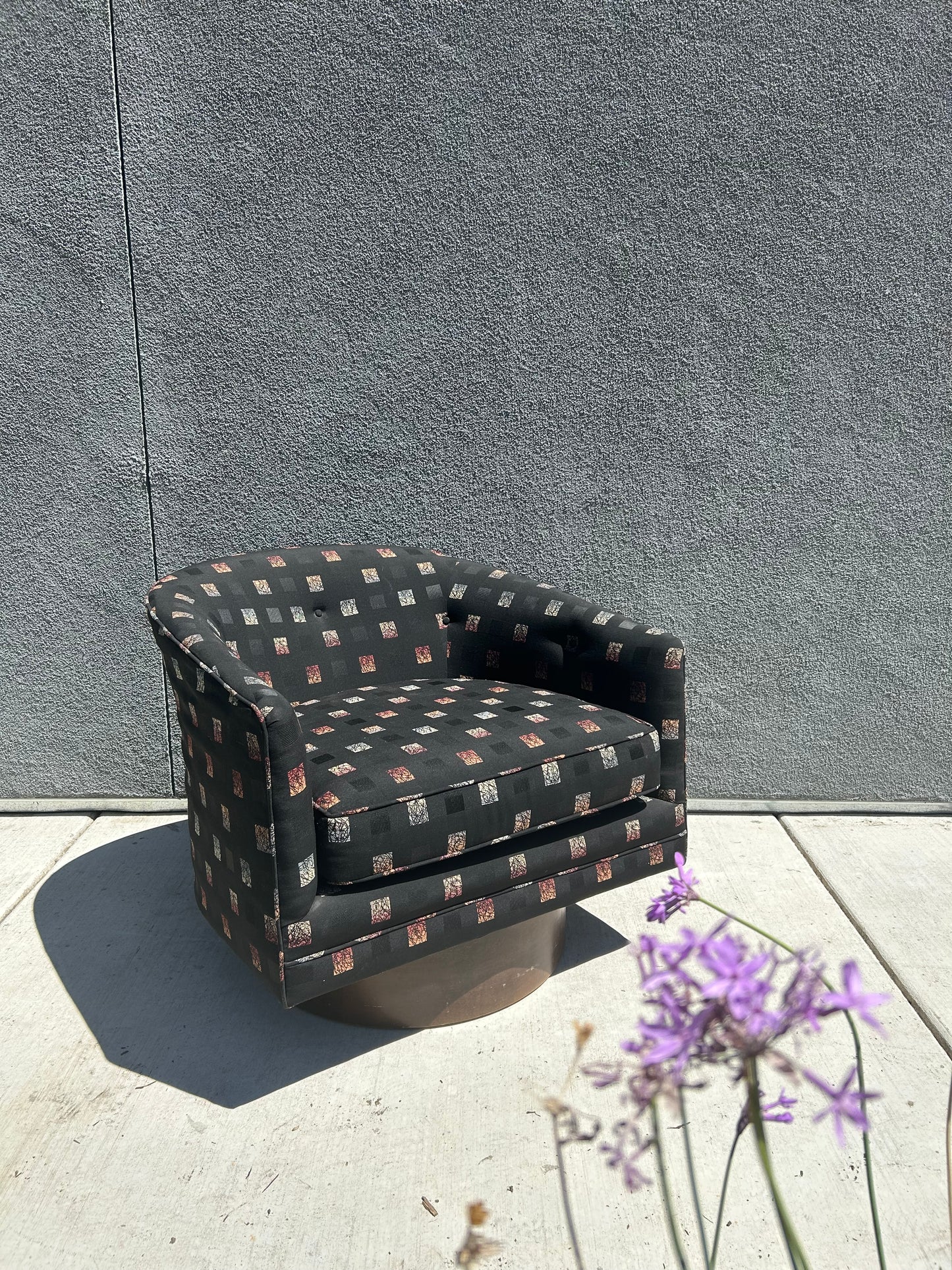 Mid Century Milo Baughman Checkered Tub Chair, Circa 1970s