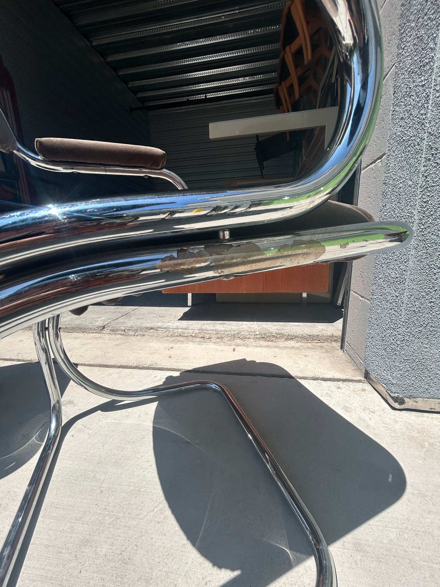 Italian Tubular Chrome Velvet Upholstered Dining Set with Glass Top, Circa 1970s