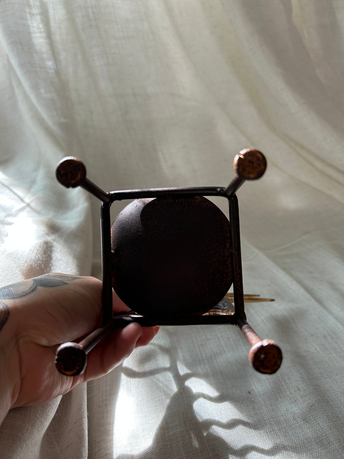 Vintage Post Modern Wrought Iron Chair Candle Holder